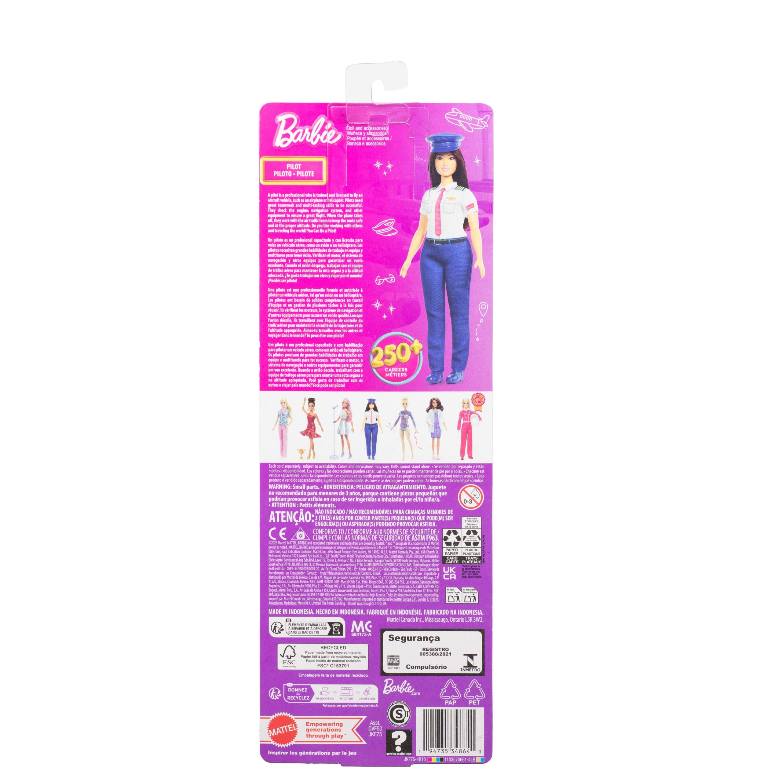 Barbie Careers Pilot Doll & Accessory. Fashion Doll Wearing Removable Uniform & Shoes With Hat - Image 6
