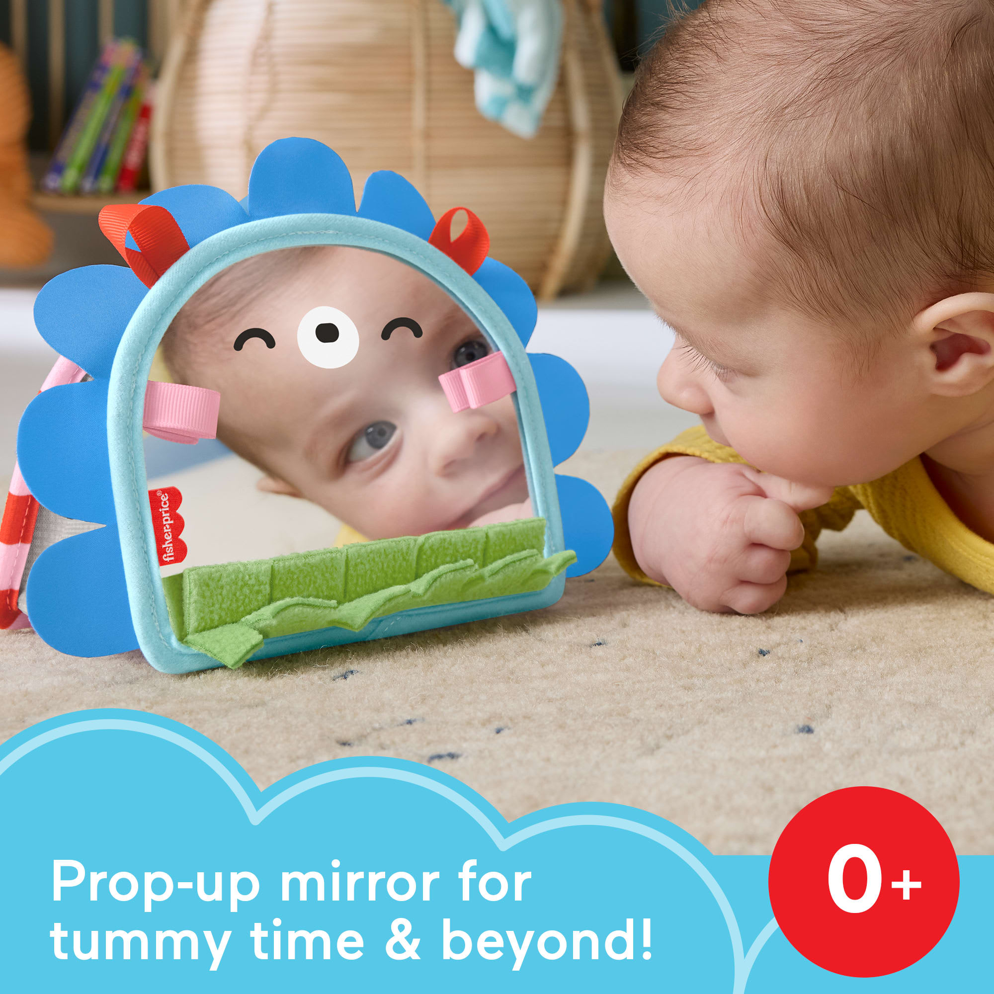 Fisher-Price Prop 'n Go Portable Mirror Baby Tummy Time Sensory Activity Toy For Newborns - Image 2