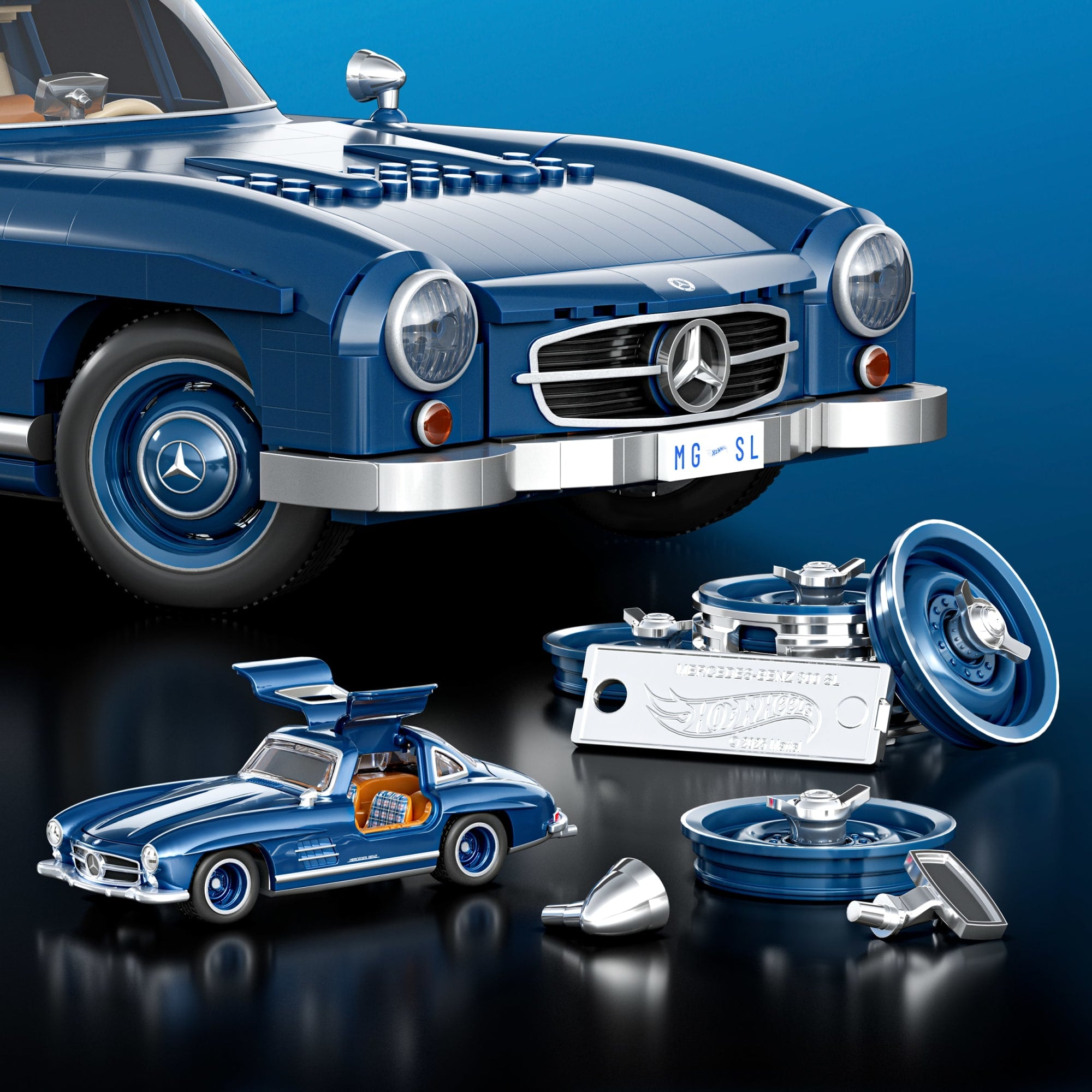 Mattel Brick Shop Hot Wheels Mercedes-Benz 300 Sl. Kit de Construction de Jouets 1600 Pièces de Collection - Image 5