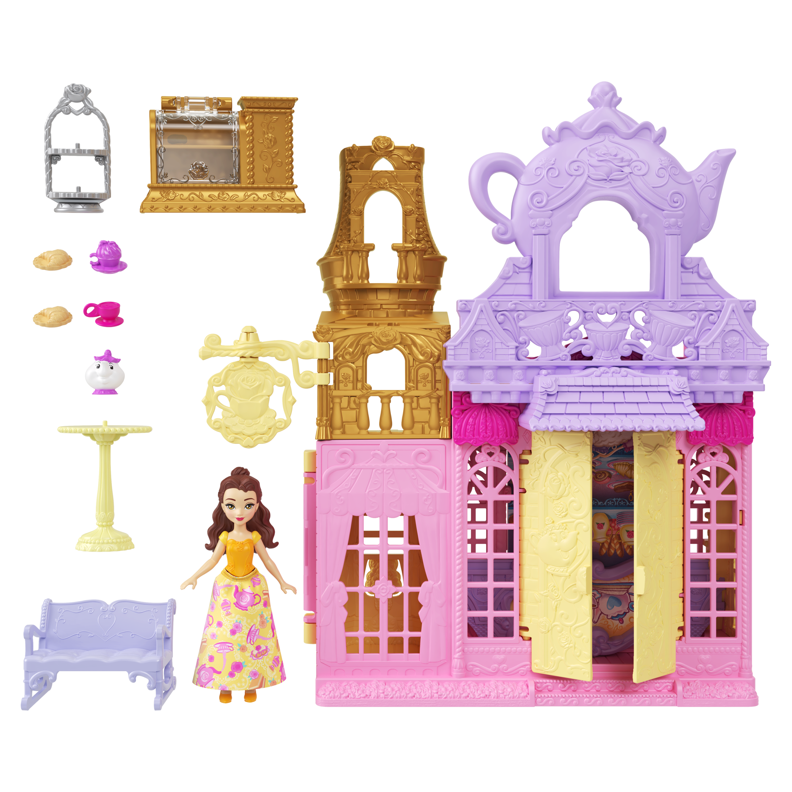 Disney Princess Belle Tea Shop Small Doll Playset With Friend. Furniture & Accessories - Image 5