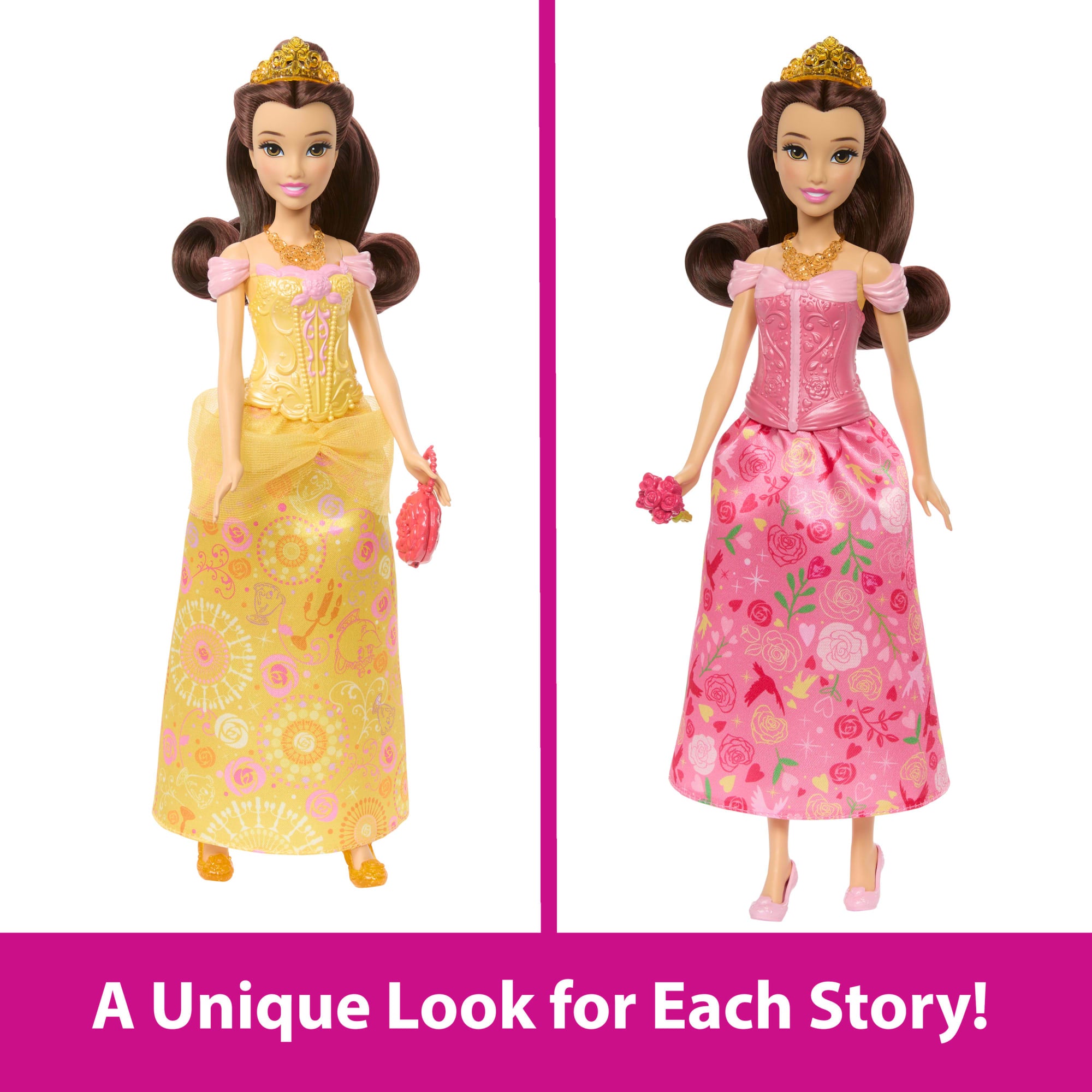 Disney Princess 2-In-1 Stories Belle Fashion Doll With 2 Snap-On Bodices. 2 Skirts & 9 Accessories - Image 3