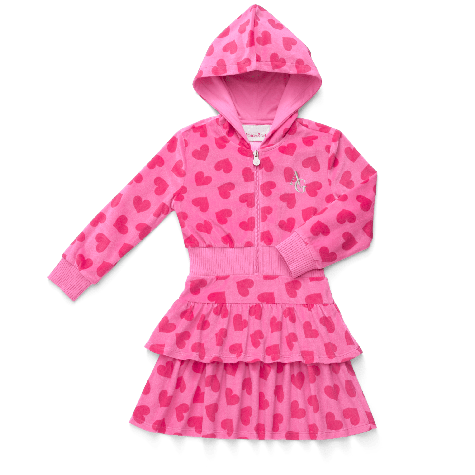 Pink Hearts Hoodie Dress for Girls & 18-inch Dolls - Image 10