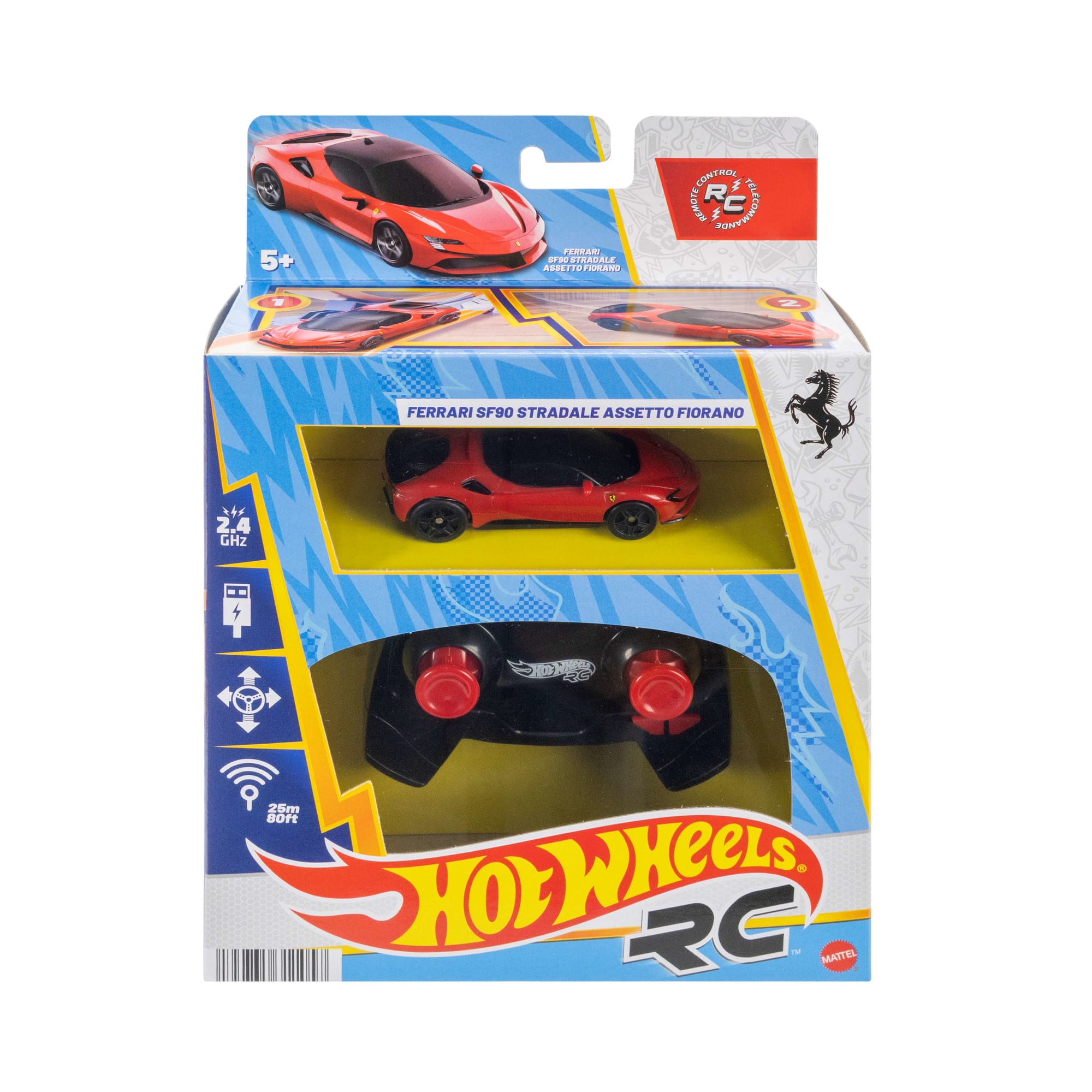 Hot Wheels RC 1:64 Ferrari Sf90 Stradale Assetto Fiorano Battery-Powered Remote-Control Car - Image 6