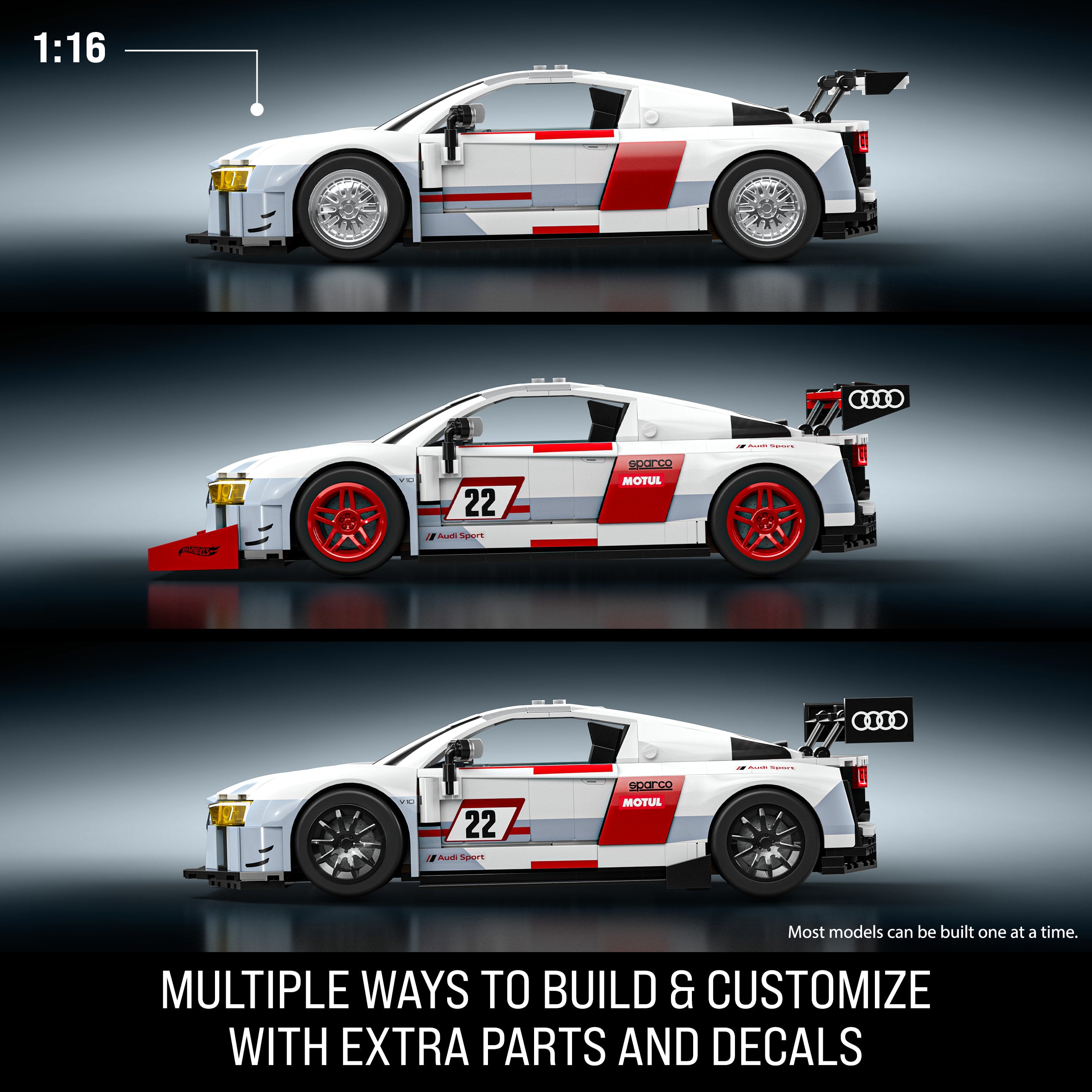 Mattel Brick Shop Hot Wheels '15 Audi R8 Lms Deluxe Version Building Toy Kit (861 Pieces). For Collectors - Image 3