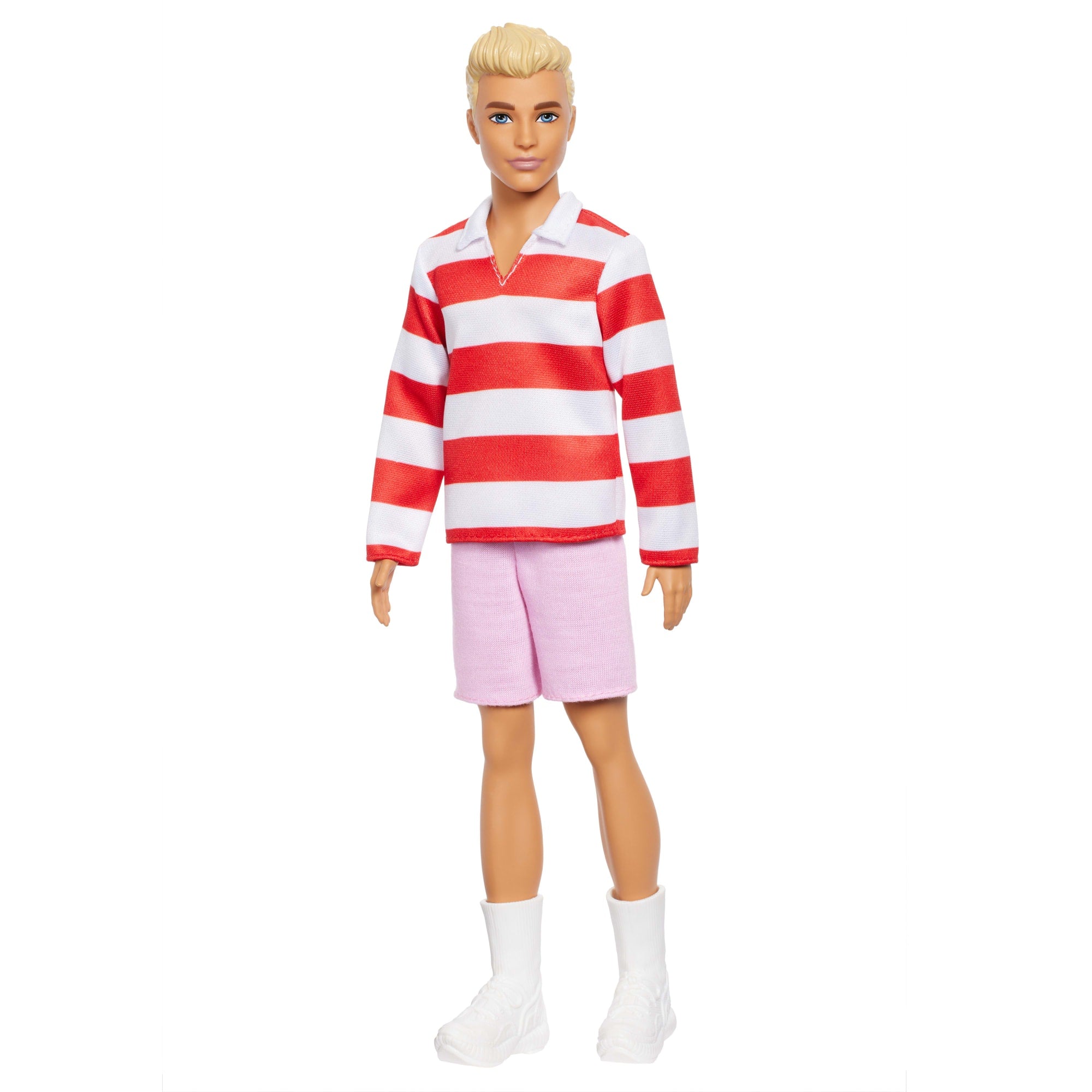 Barbie Fashionistas Ken Doll #241 in Red Striped Top And Pink Shorts With White Sneakers. Blonde - Image 5