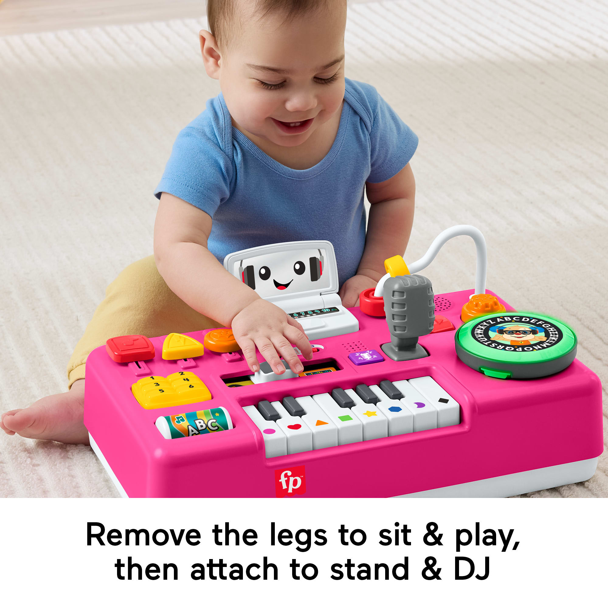 Fisher-Price Laugh & Learn Mix & Learn DJ Table. Baby & Toddler Musical Learning Toy. Pink - Image 5