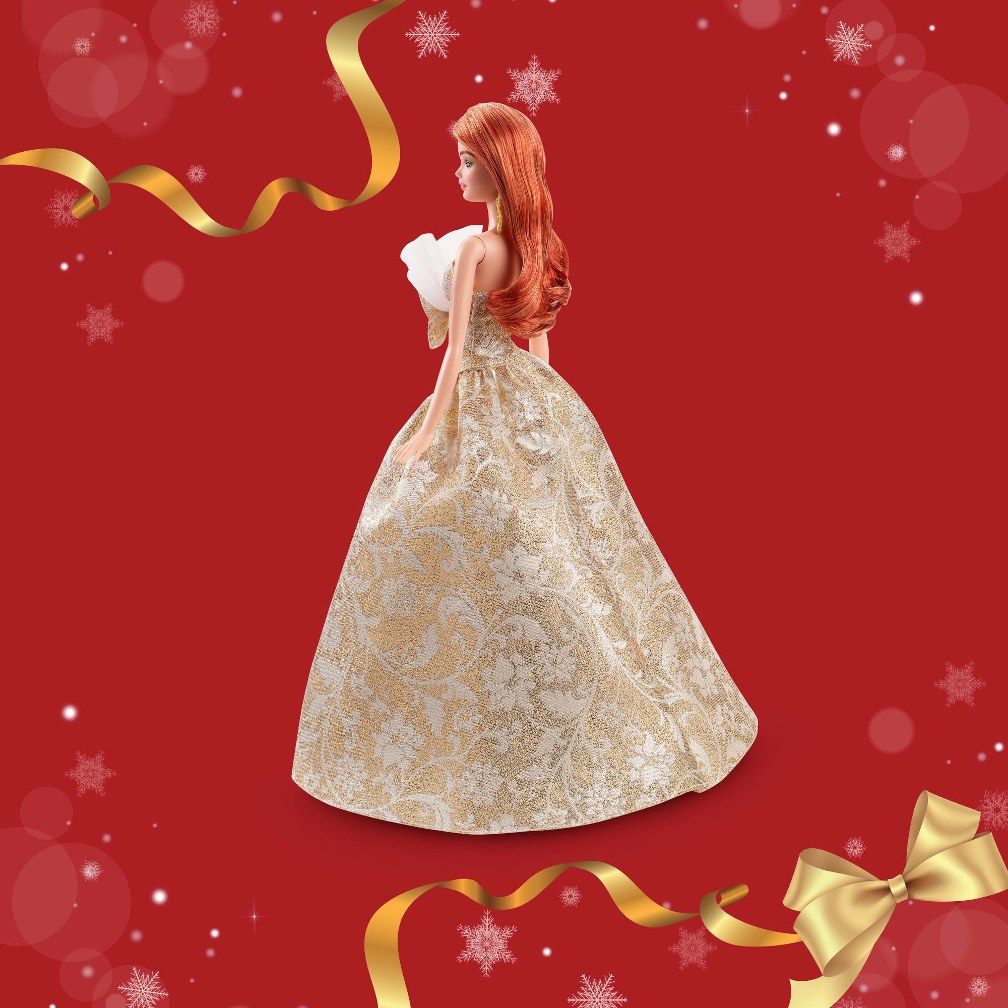 Barbie Signature 2025 Holiday Barbie Fashion Doll. Seasonal Collector. Red Hair With Silver & Gold Gown - Image 5
