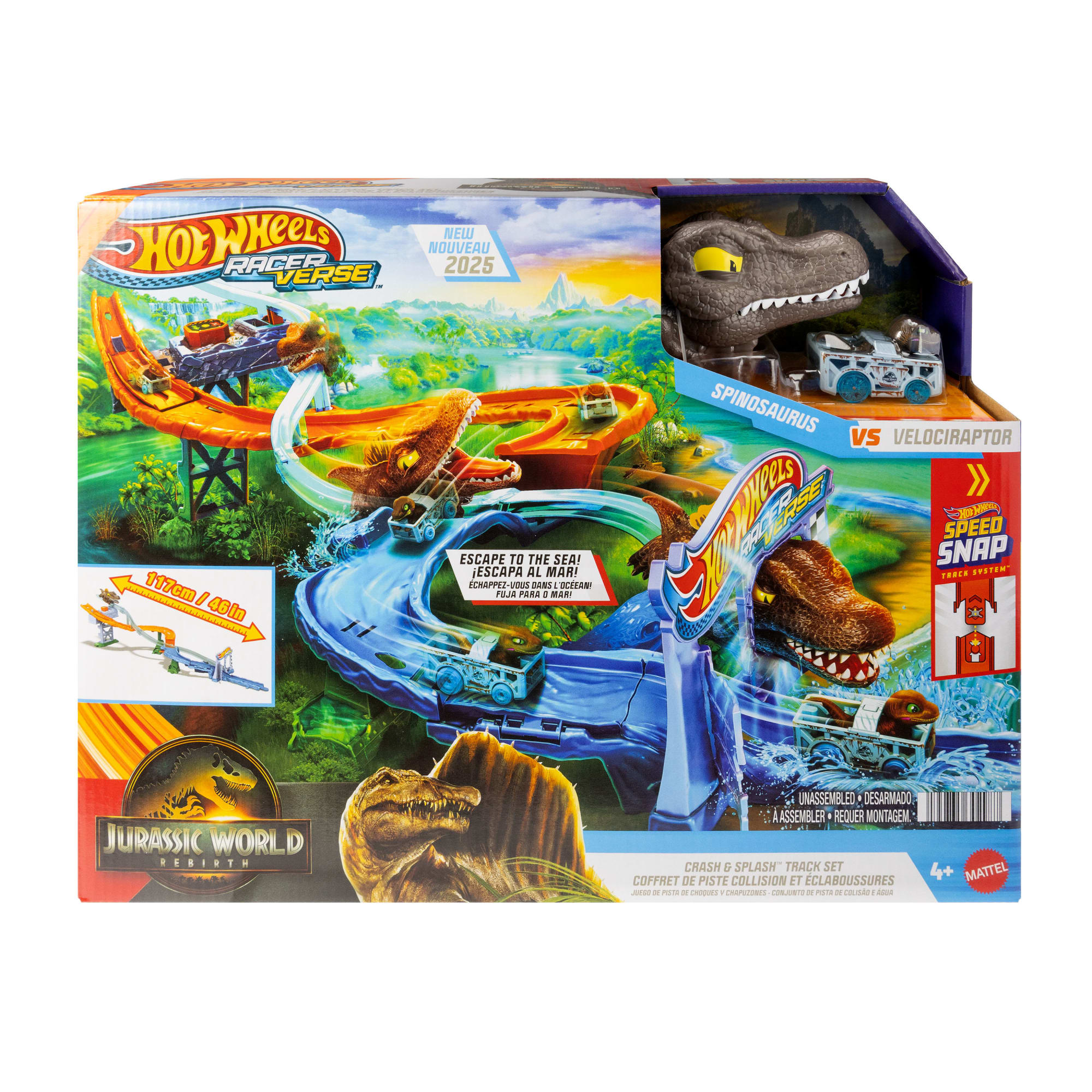 Hot Wheels Racerverse Jurassic World Crash & Splash Track Set & Die-Cast Dinosaur Toy Car - Image 6