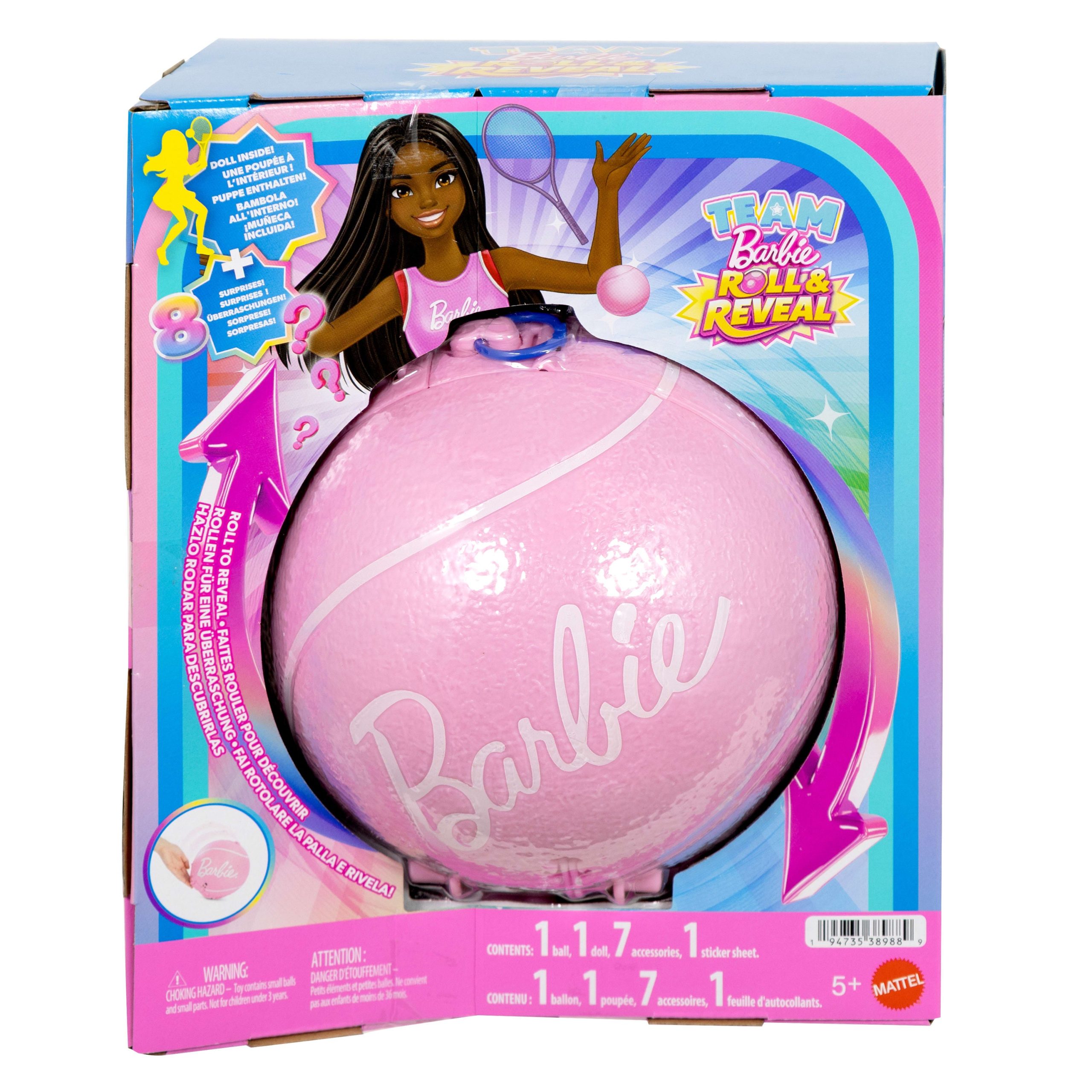 Barbie Team Barbie Roll And Reveal Tennis Player Doll And Accessories With Brunette Fashion Doll. 8 Surprises & Tennis Ball Encasement - Image 6
