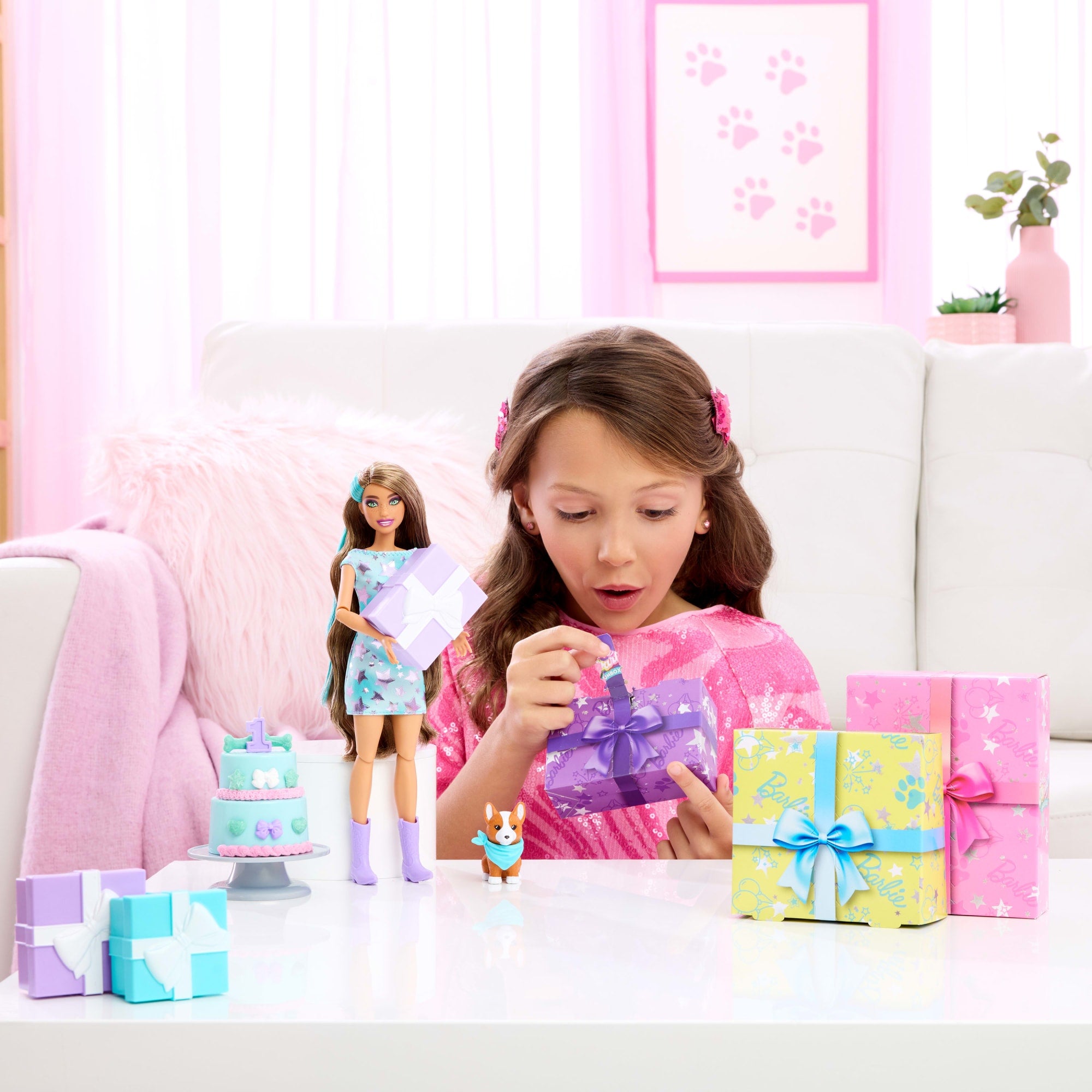 Barbie Party Unboxed Pet Birthday Series Doll & Accessories. Party Stars Set With 10 Surprises - Image 2
