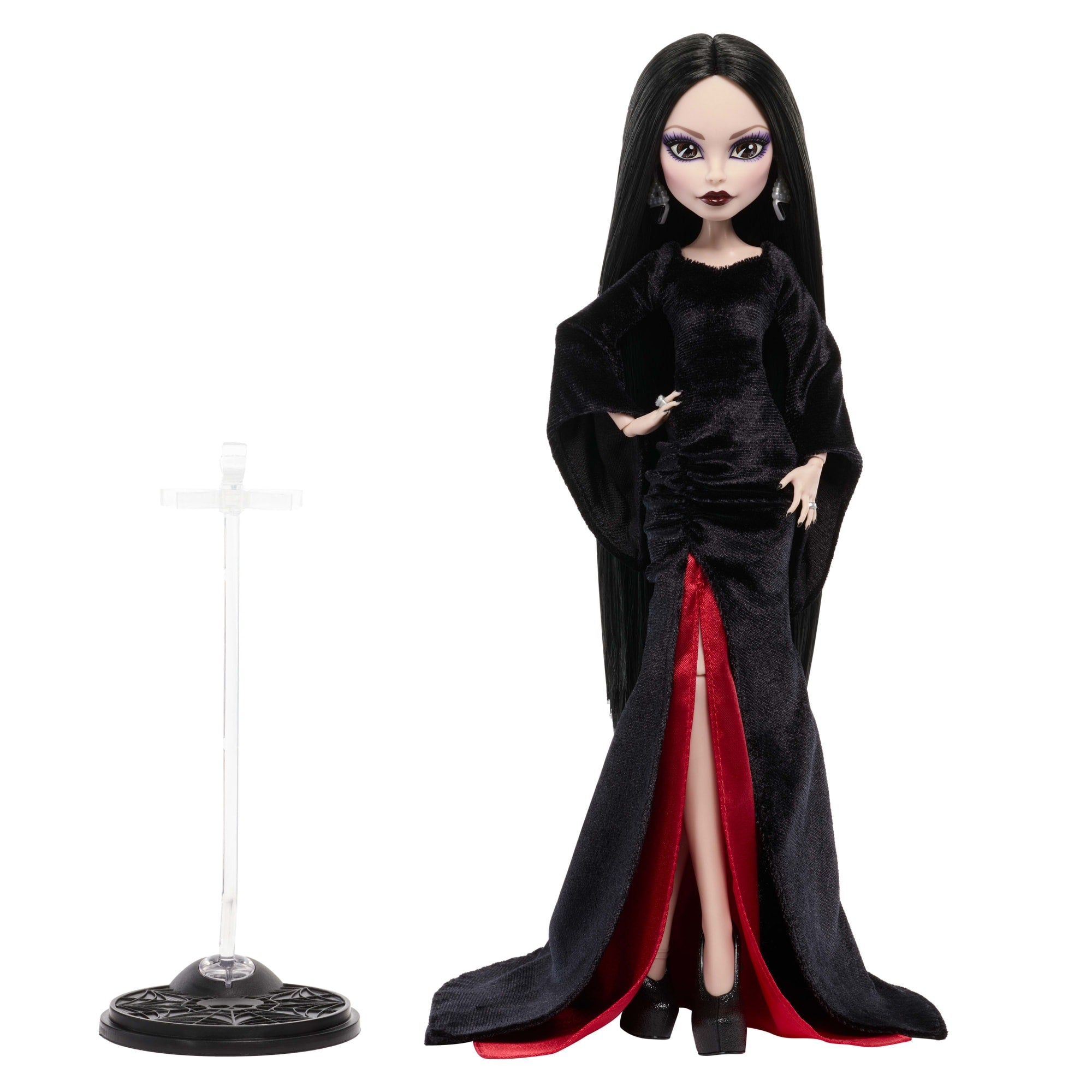 Monster High X Wednesday Collectible Doll. Morticia Addams in Black Velvet Dress - Image 2