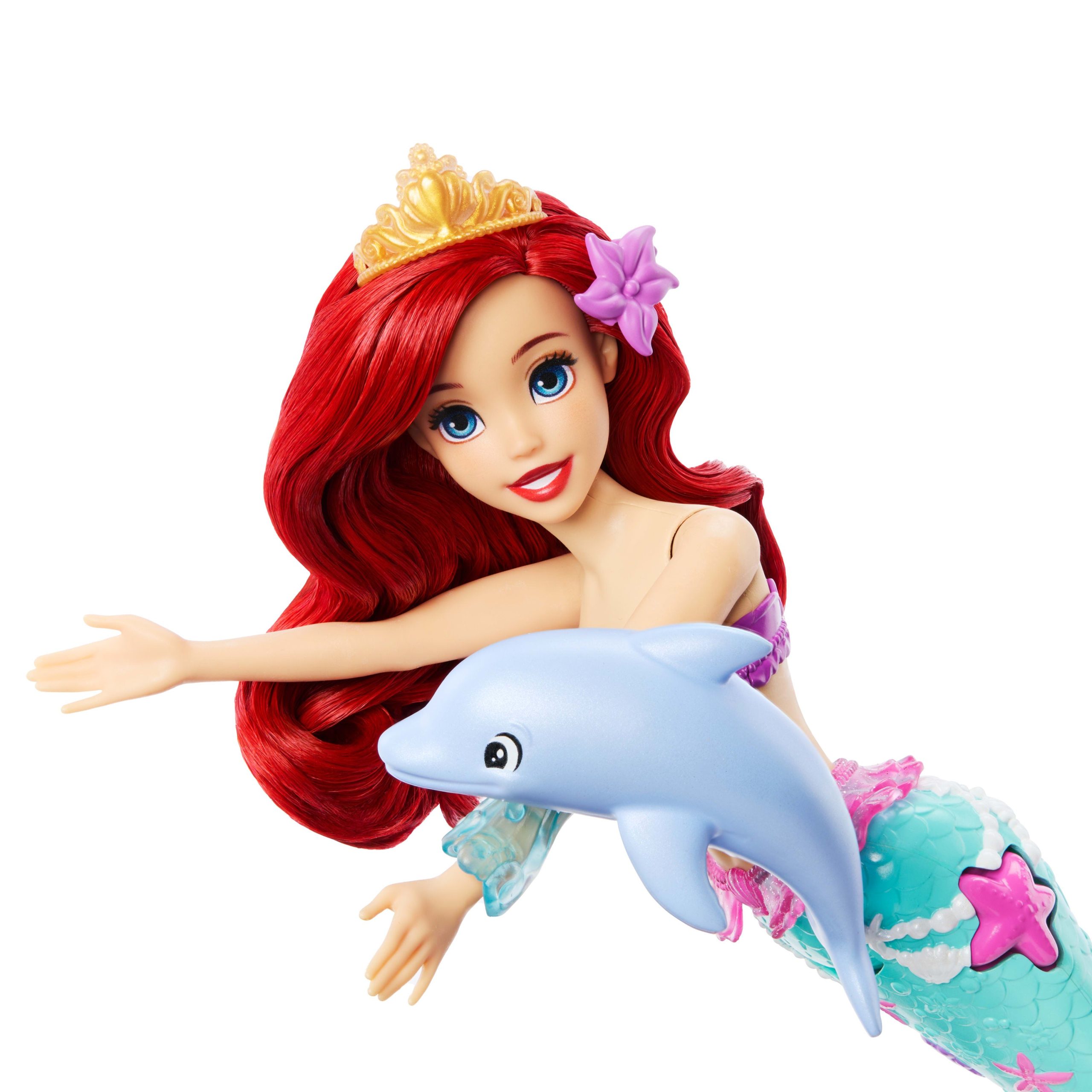 Disney Princess Ocean Friends Ariel Swimming Mermaid Doll With Squirt Toy. Figure & 4 Accessories - Image 5