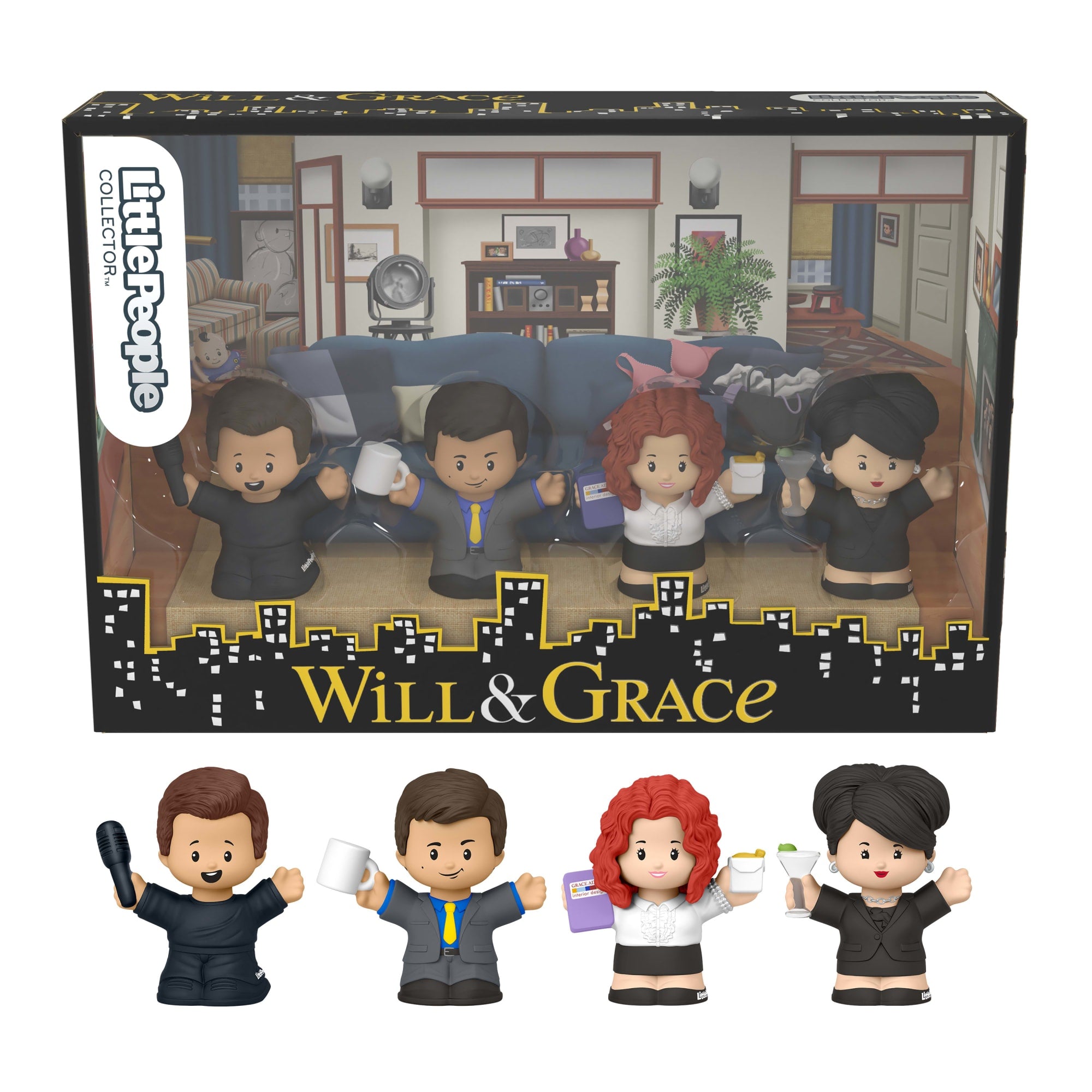 Little People Collector Will And Grace Tv Series Special Edition Set For Adults & Fans. 4 Figures