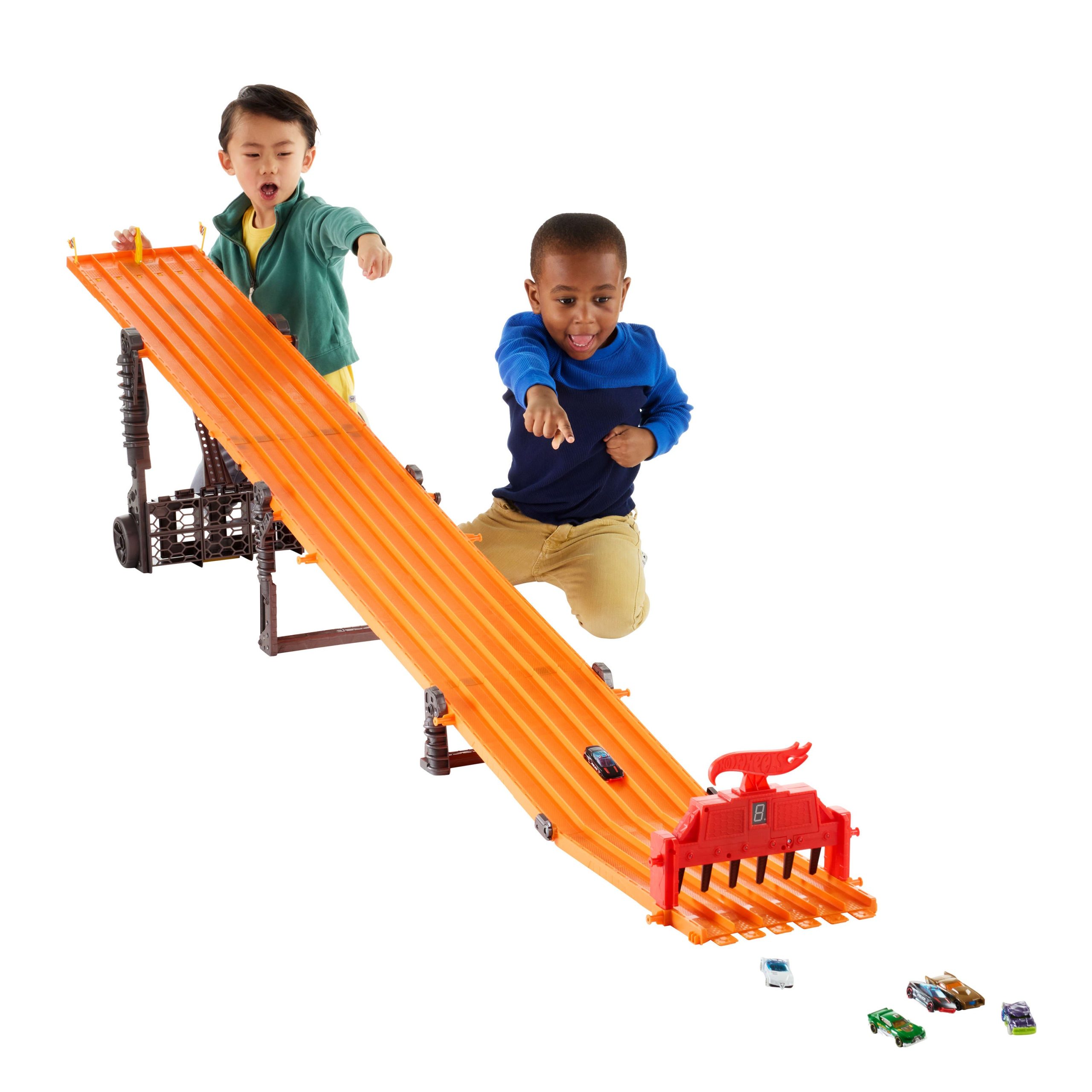 Hot Wheels Super 6-Lane Raceway. 8-Ft Track With 6 Toy Cars in 1:64 Scale