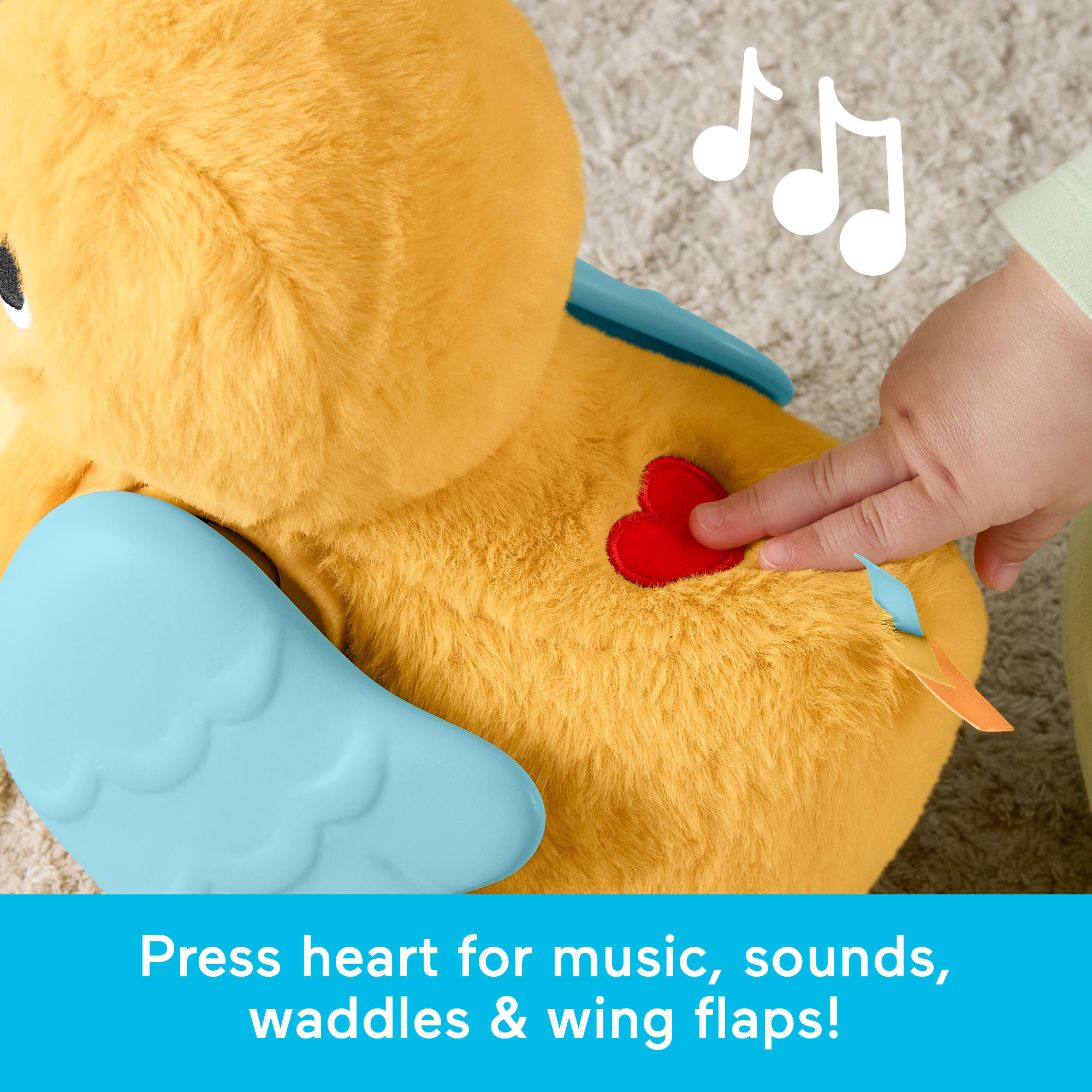 Fisher-Price 4-In-1 Cuddle & Crawl Duck. Baby Musical Tummy Time & Crawling Plush Toy - Image 4