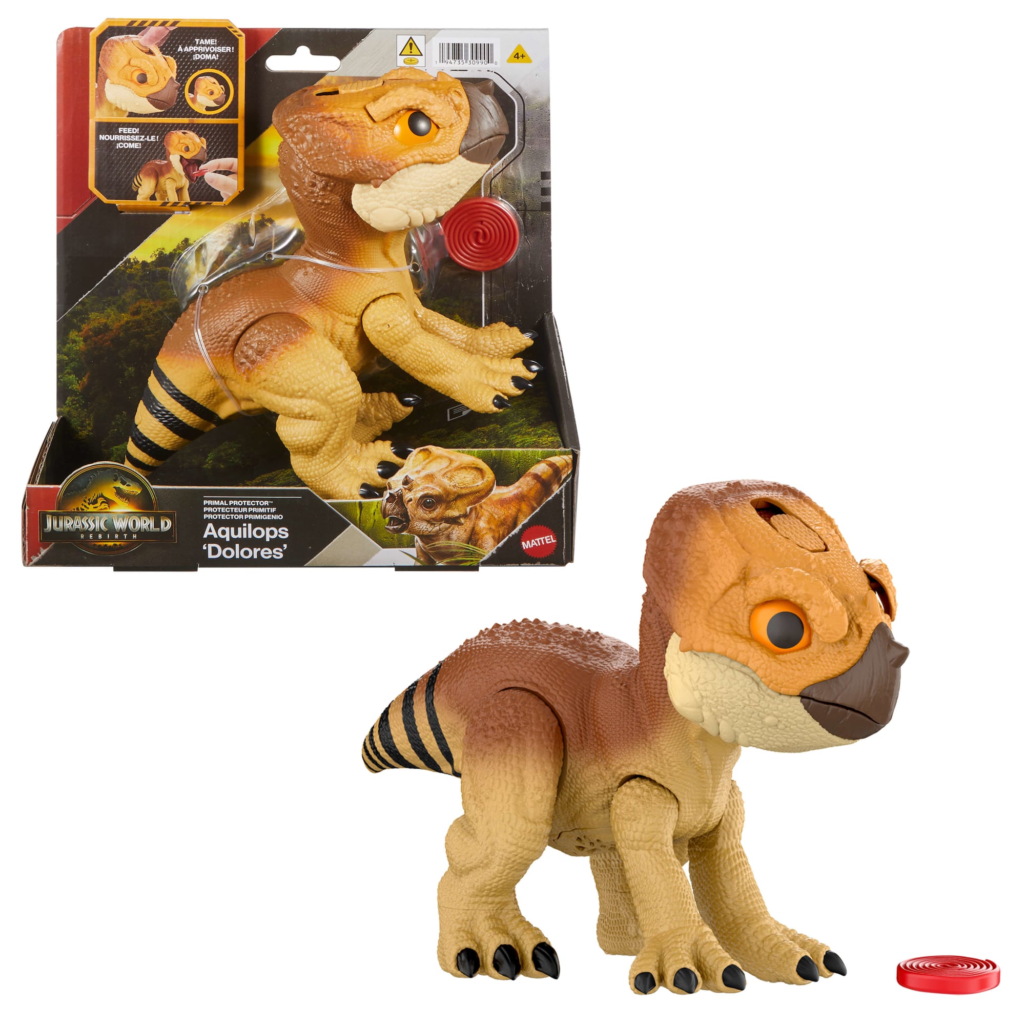 Jurassic World Rebirth Primal Protector Aquilops Dolores Interactive Dinosaur Toy. Attack & Sounds