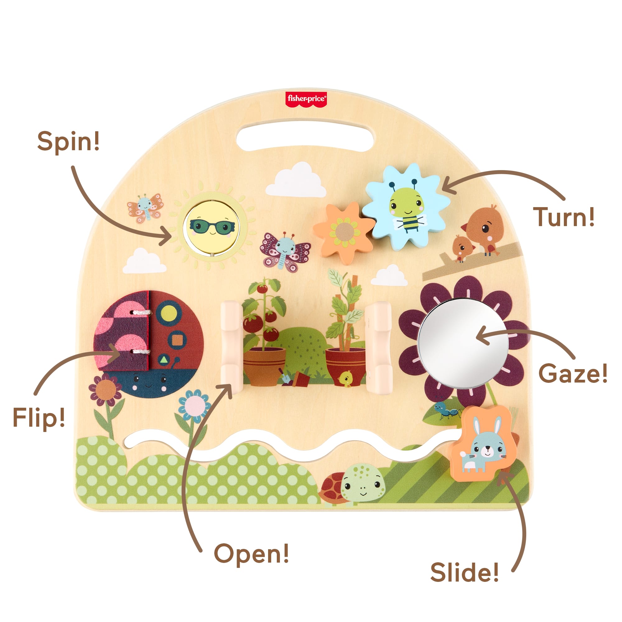 Fisher-Price Wooden Take-Along Activity Station. Wood Busy Board For Baby & Toddler - Image 3