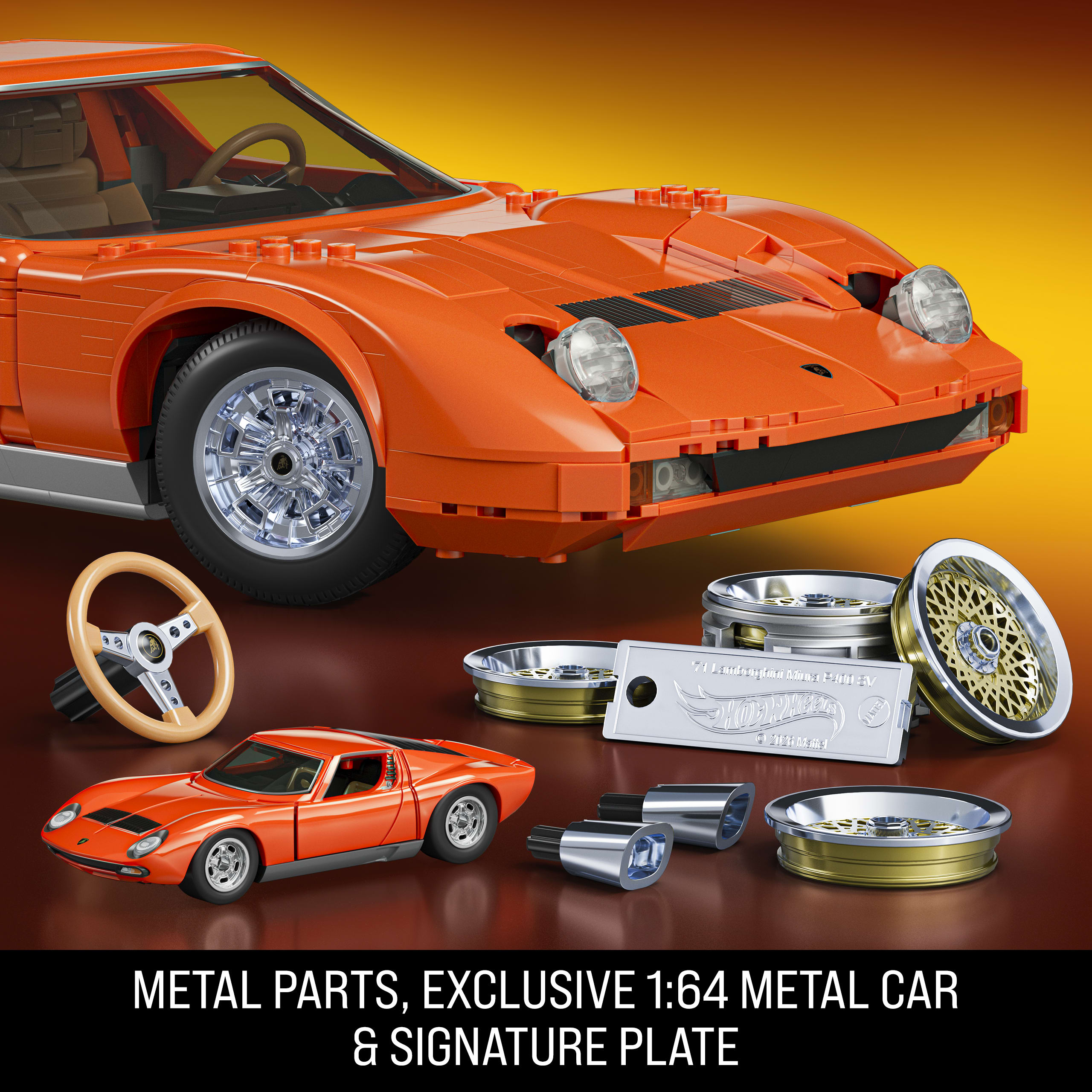 Mattel Brick Shop Hot Wheels '71 Lamborghini Miura P400 Sv Building Toy Kit (1523 Pieces). For Collectors - Image 5