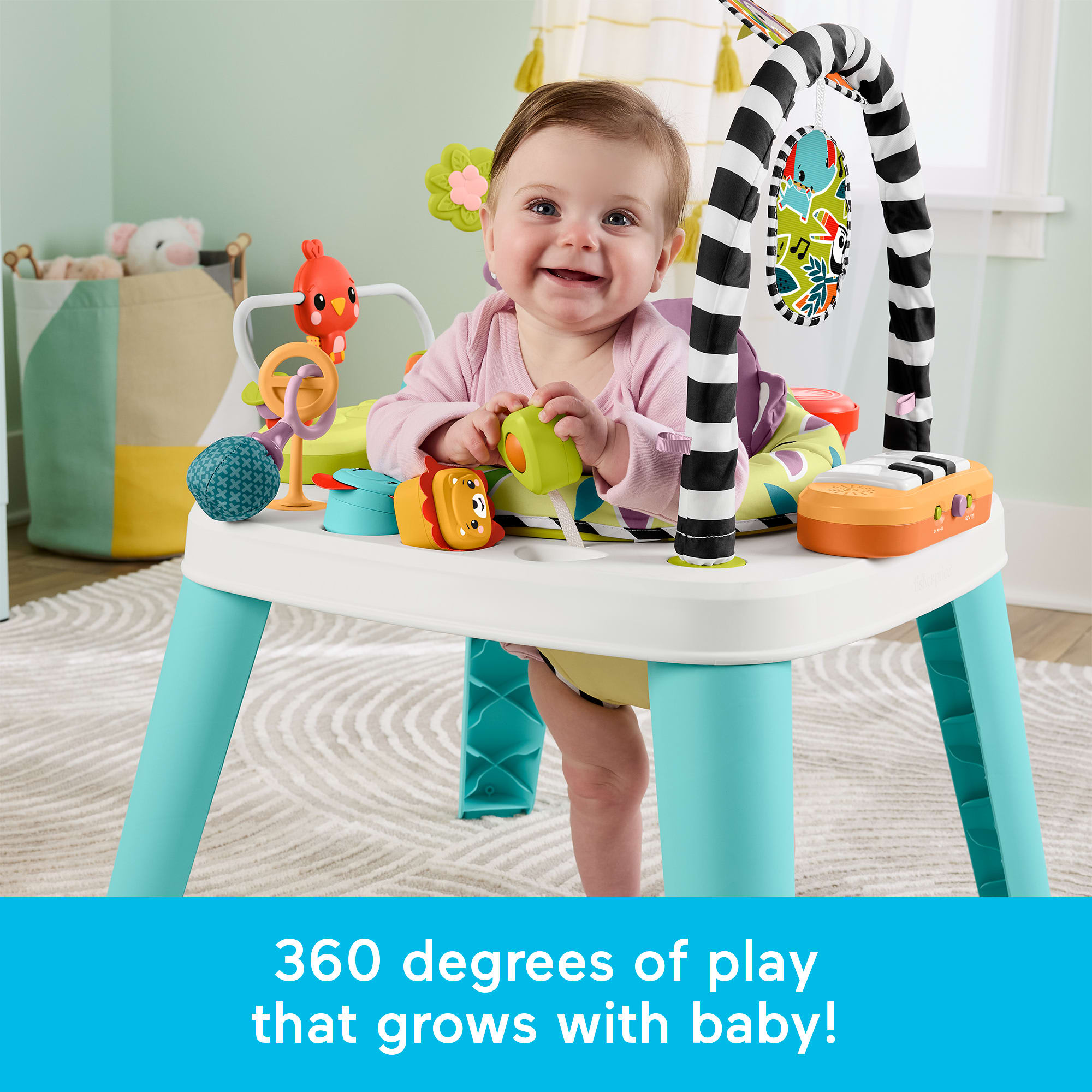 Fisher-Price 2-in-1 Purple Monkey Musical Baby Activity Center & Toddler Play Table - Image 2