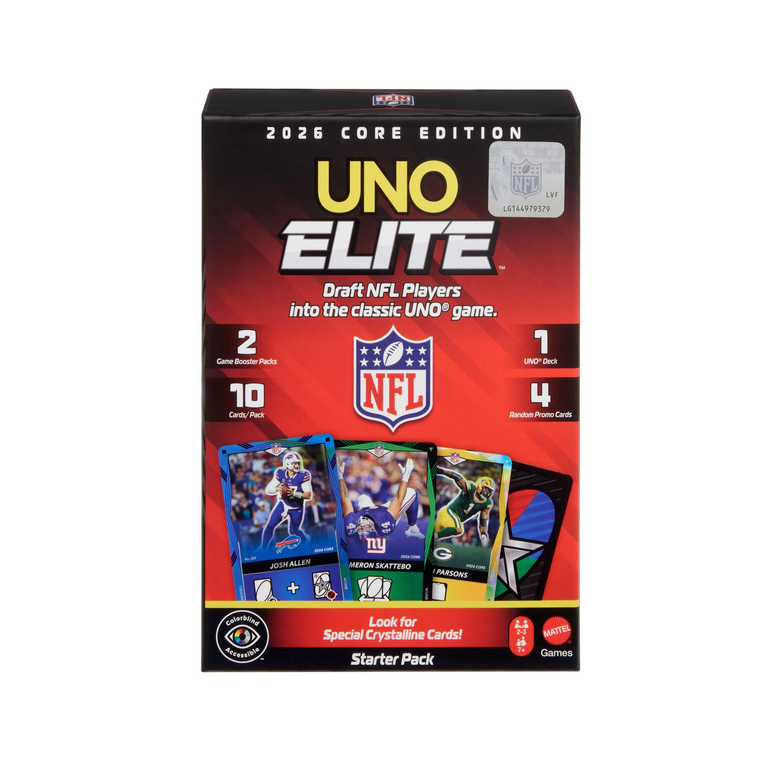 UNO Elite NFL 2026 Core Edition Starter Pack Card Game For Kids. Fans. Adults & Family Night