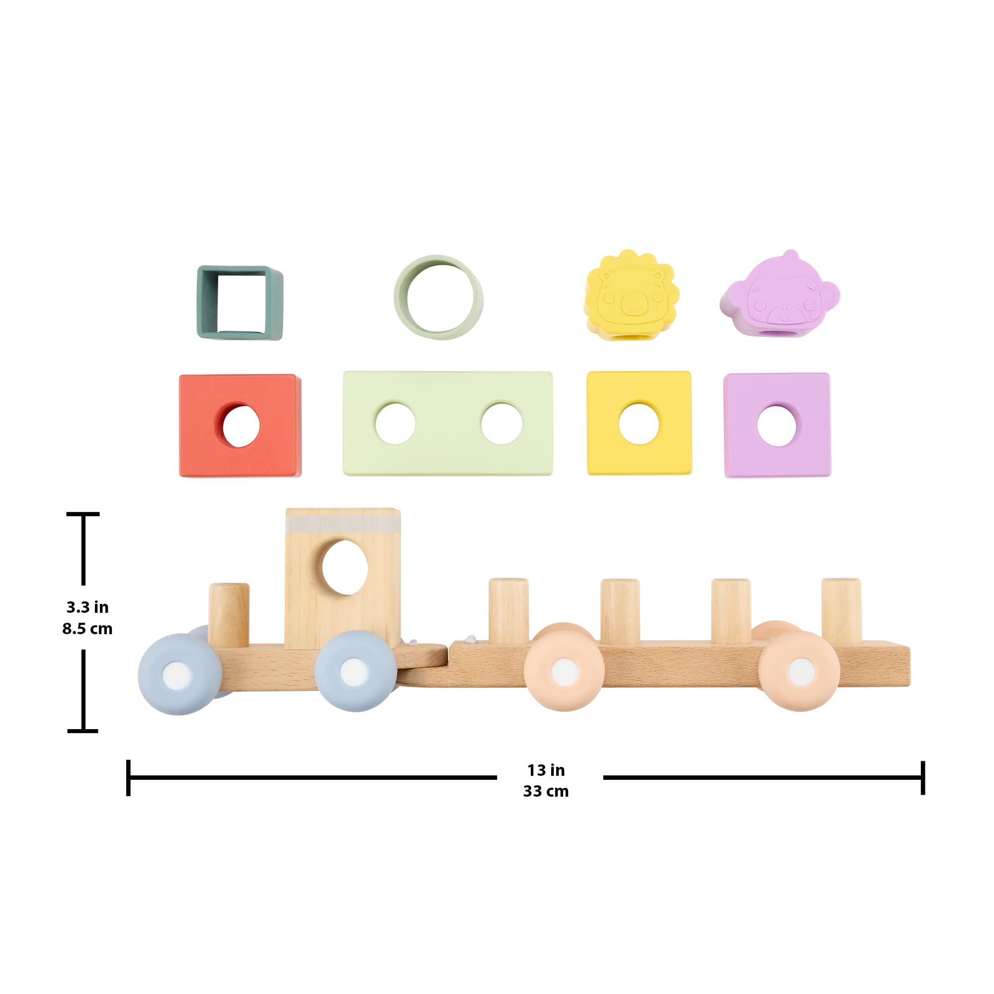 Fisher-Price Wood And Silicone Stacking Train. 9-Piece Baby & Toddler Activity Toy - Image 6