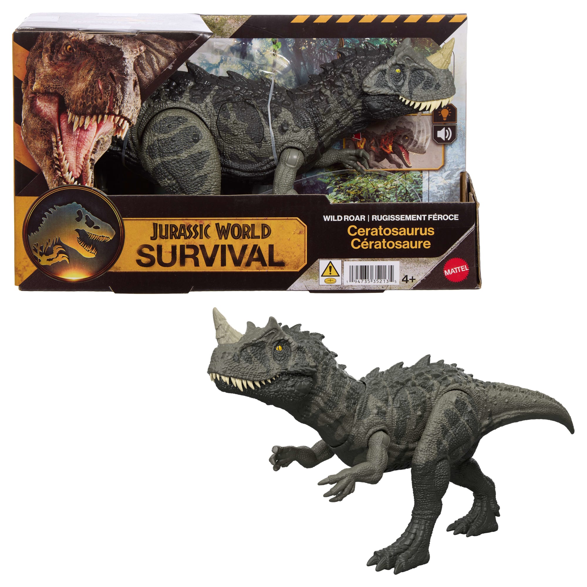 Jurassic World Wild Roar Ceratosaurus Dinosaur Action Figure Toy. Attack. Light & Sound. Scan Code