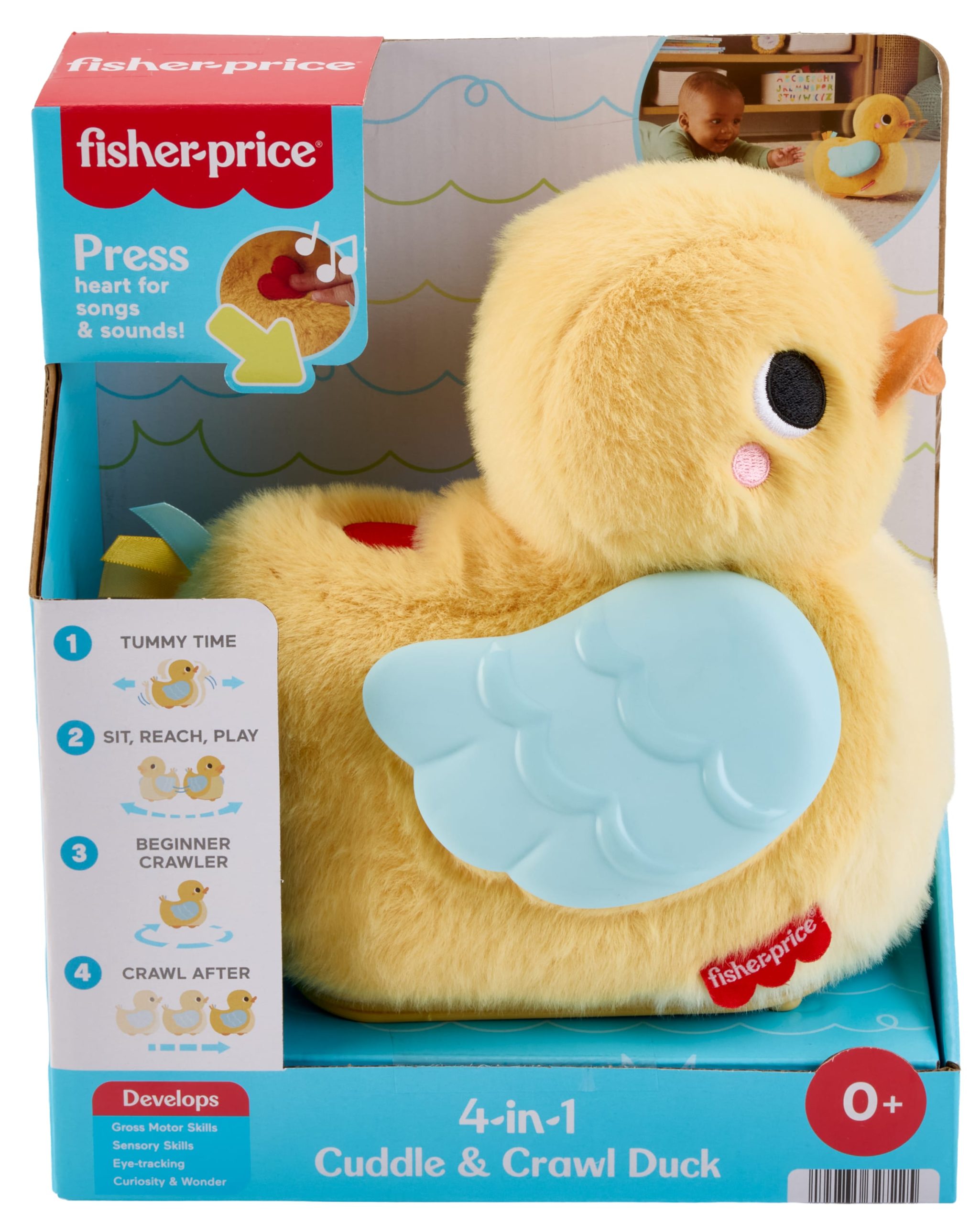 Fisher-Price 4-In-1 Cuddle & Crawl Duck. Baby Musical Tummy Time & Crawling Plush Toy - Image 6