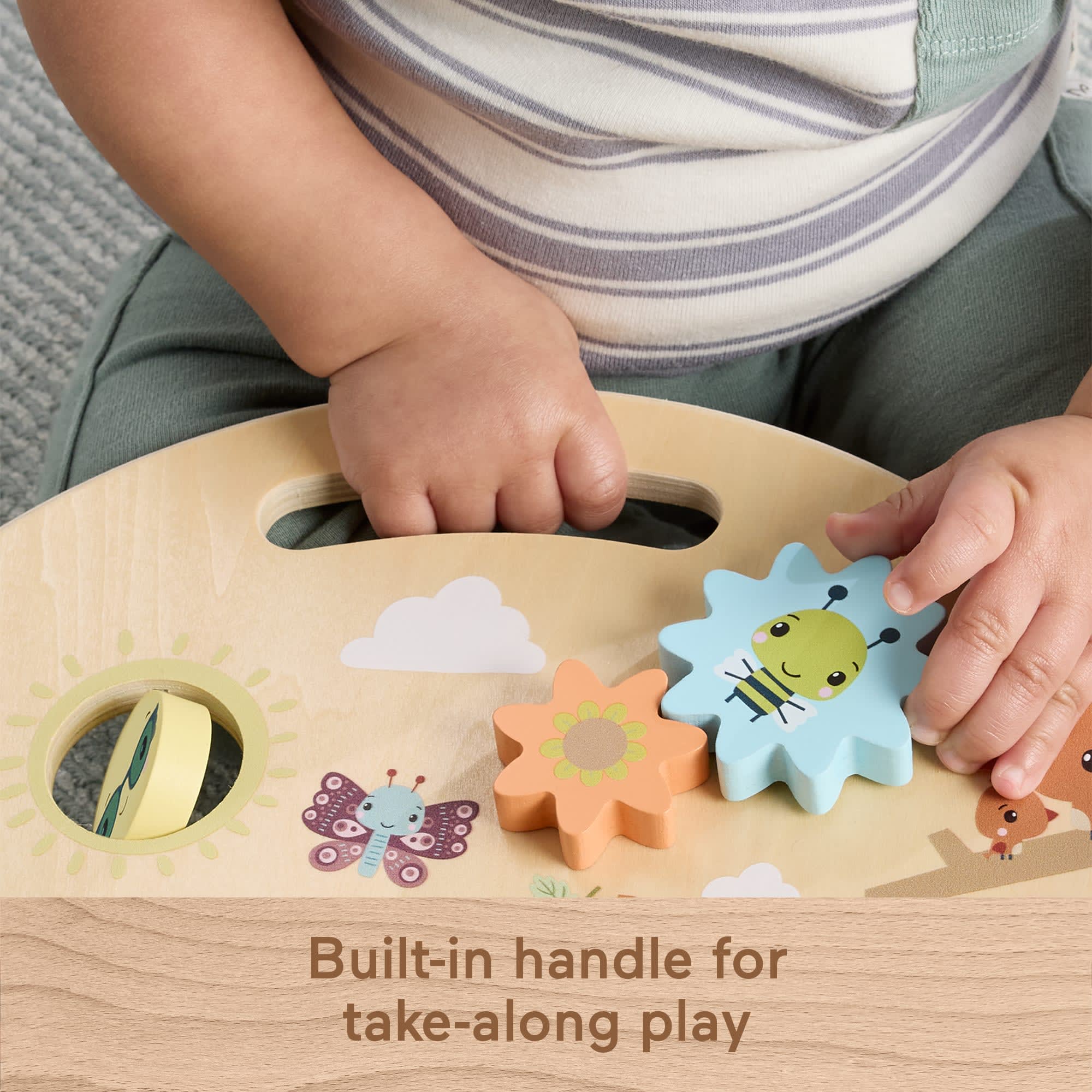 Fisher-Price Wooden Take-Along Activity Station. Wood Busy Board For Baby & Toddler - Image 4