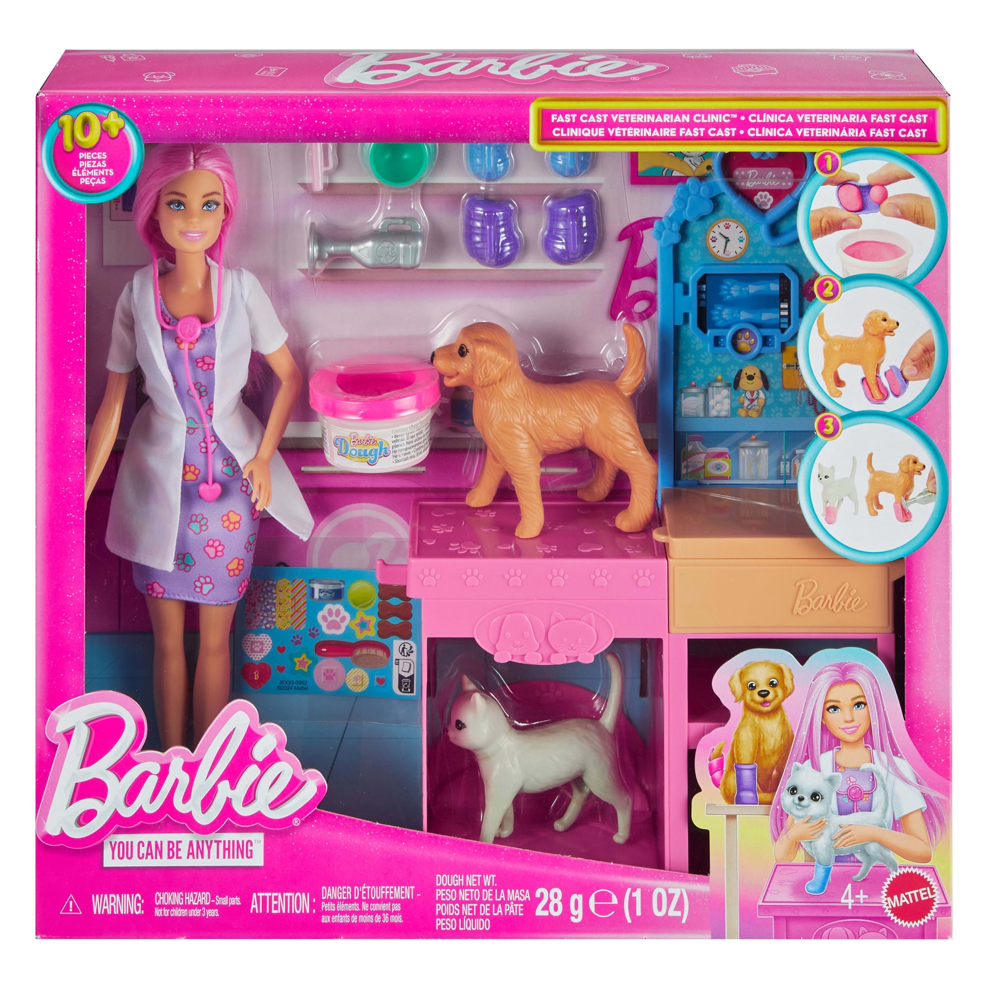 Barbie Fast Cast Veterinarian Clinic Playset With Pink Colored Hair Fashion Doll. Vet Furniture & 10+ Accessories - Image 6