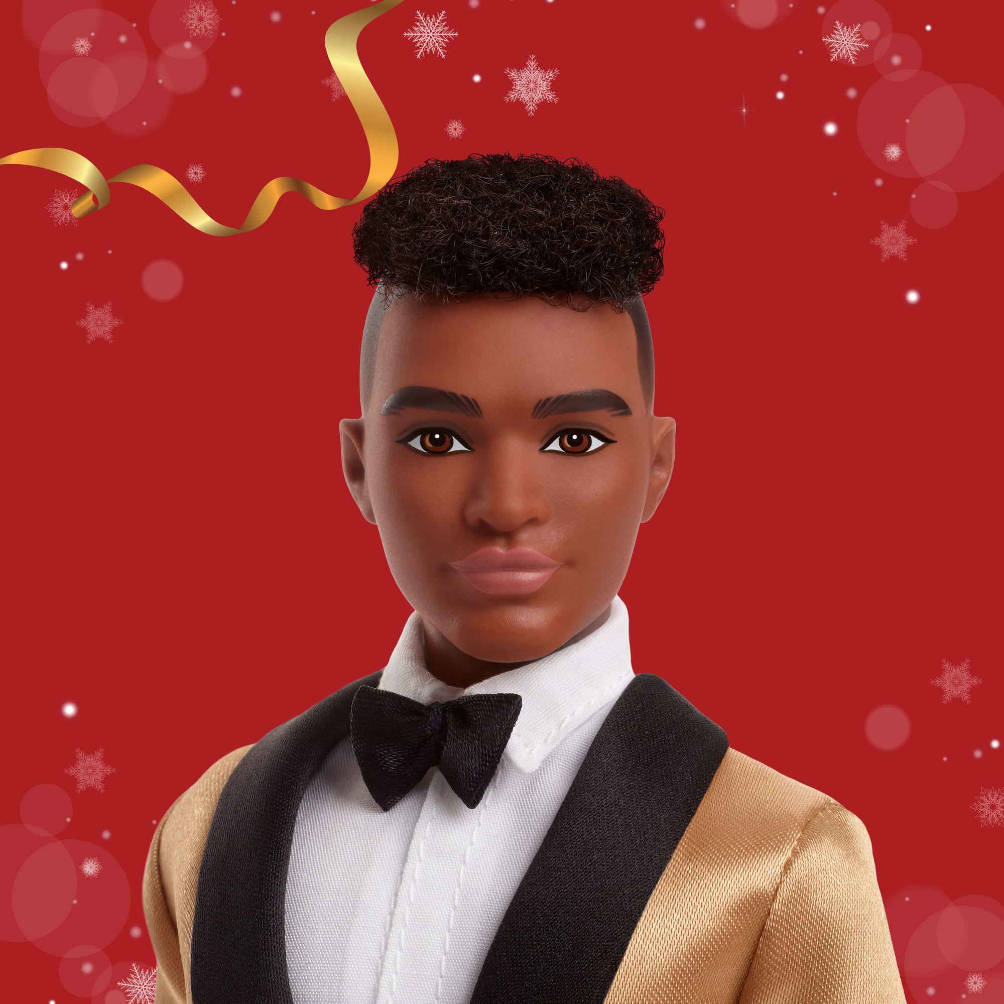 Barbie Signature 2025 Holiday Dark Brown Hair Ken Collectible Fashion Doll Wearing Full Suit With Golden Jacket - Image 2