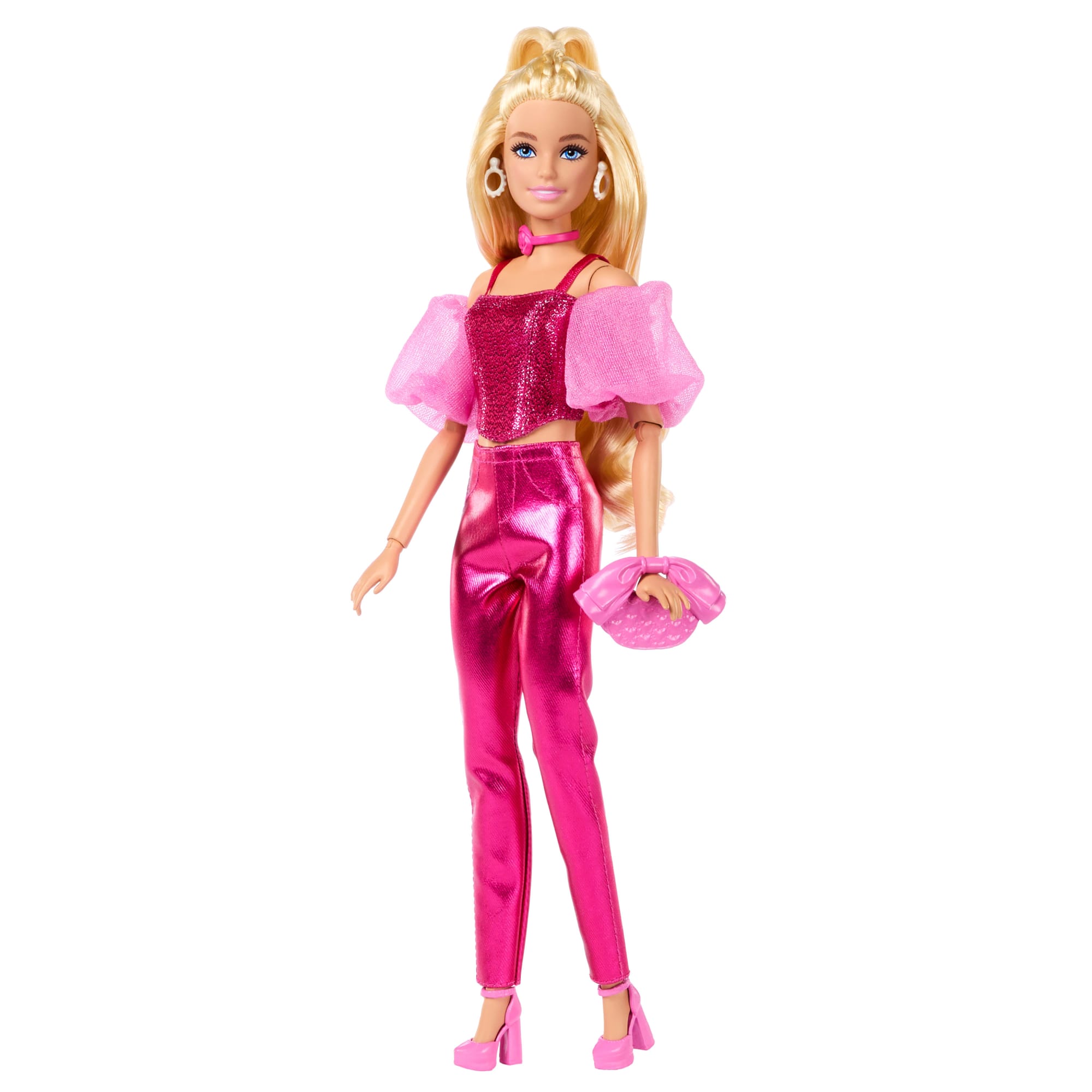 Barbie Fashionista Boneca Deluxe Cabelo Loiro e Conjunto Rosa Metálico - Image 4