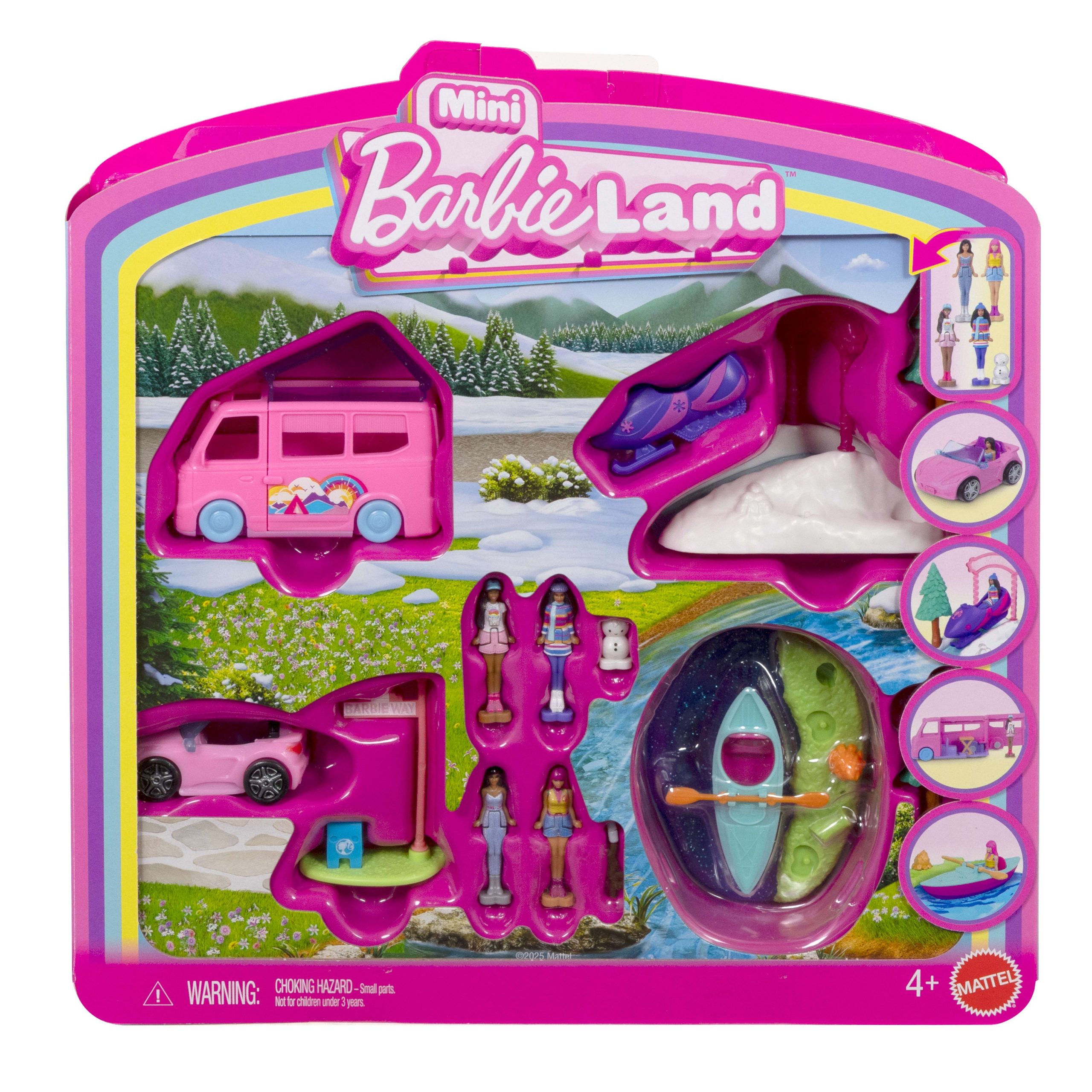 Barbie Mini Barbieland 4-Pack Doll & Vehicle Set. 4 1.5-Inch Dolls & 4 Iconic Toy Vehicles - Image 2