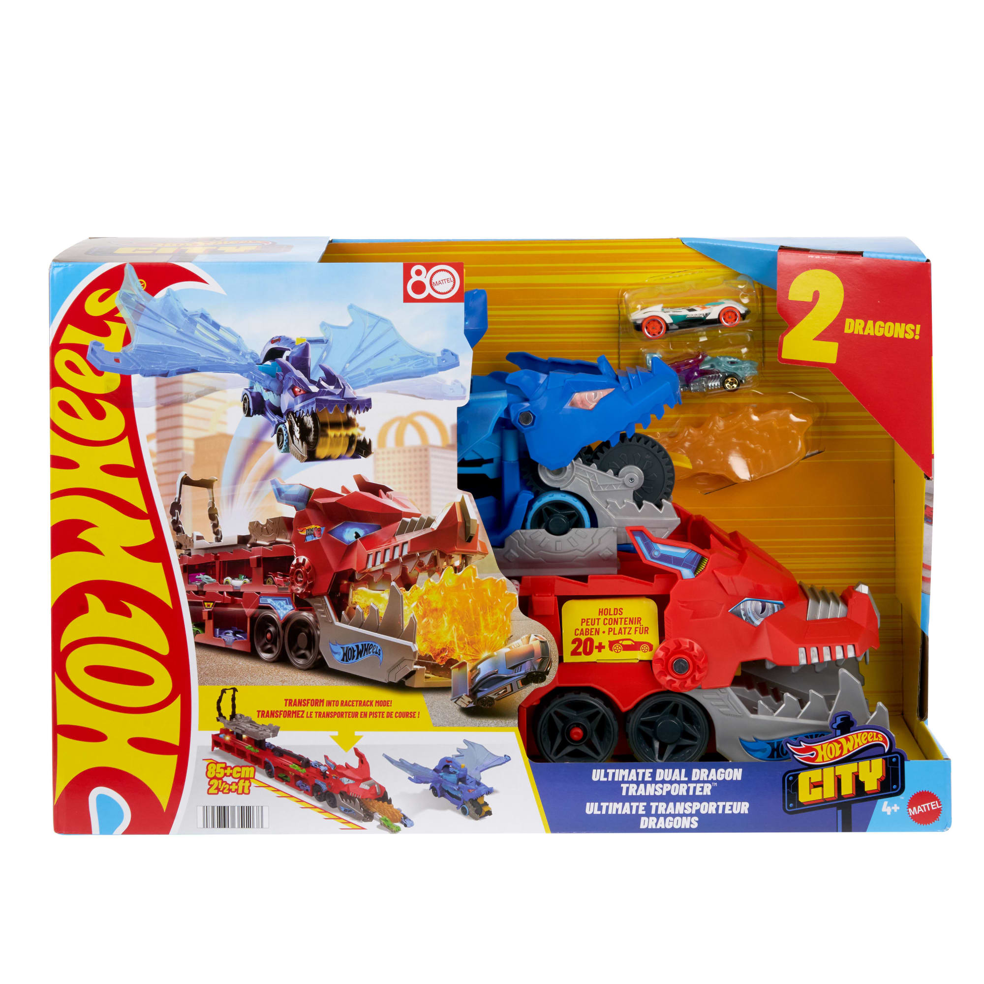 Hot Wheels City Hot Wheels Ultimate Dual Dragon Transporter & 2 1:64 Scale Toy Cars - Image 6
