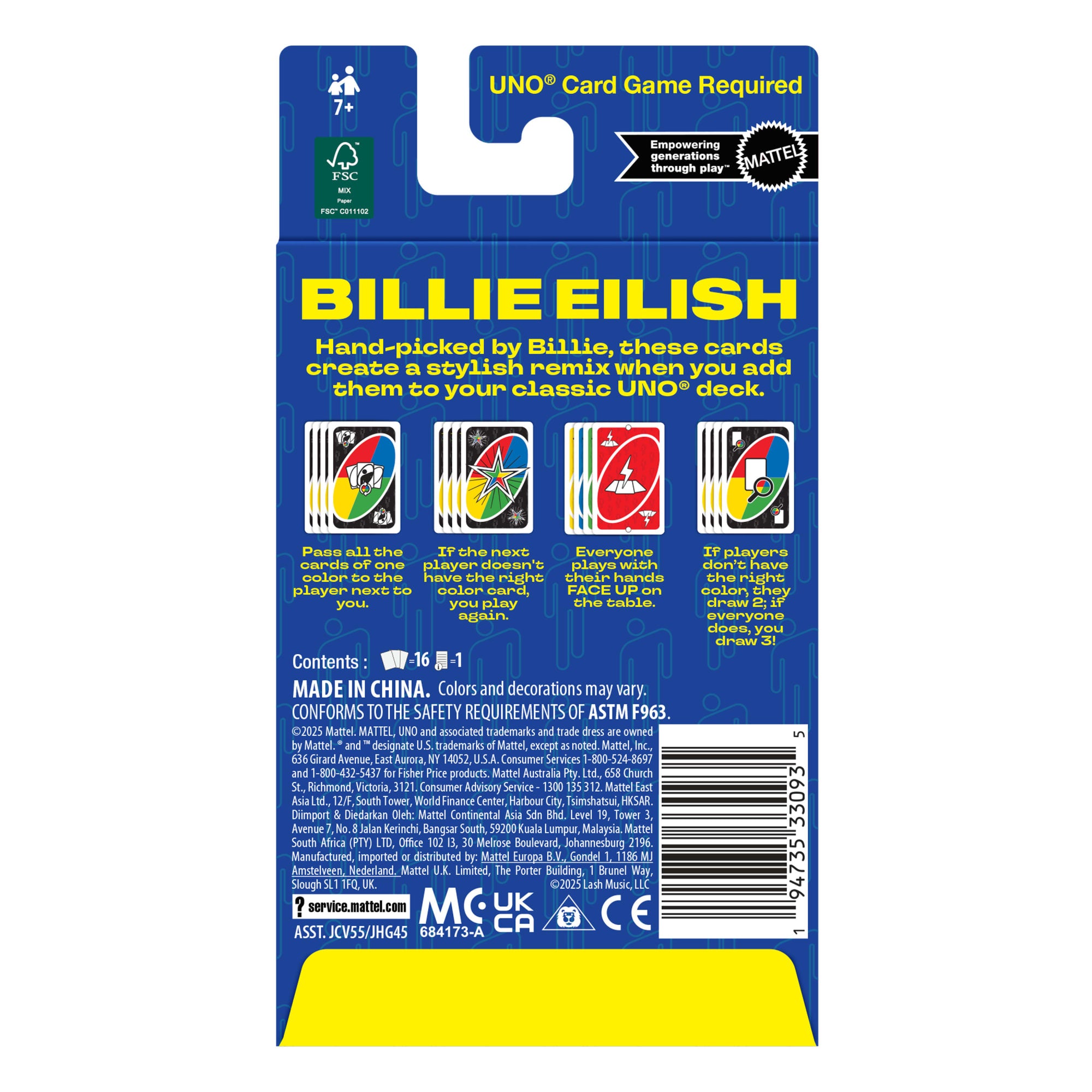 UNO Add-On Pack Billie Eilish Card Game For Family & Game Nights. Travel. Camping & Parties - Image 3