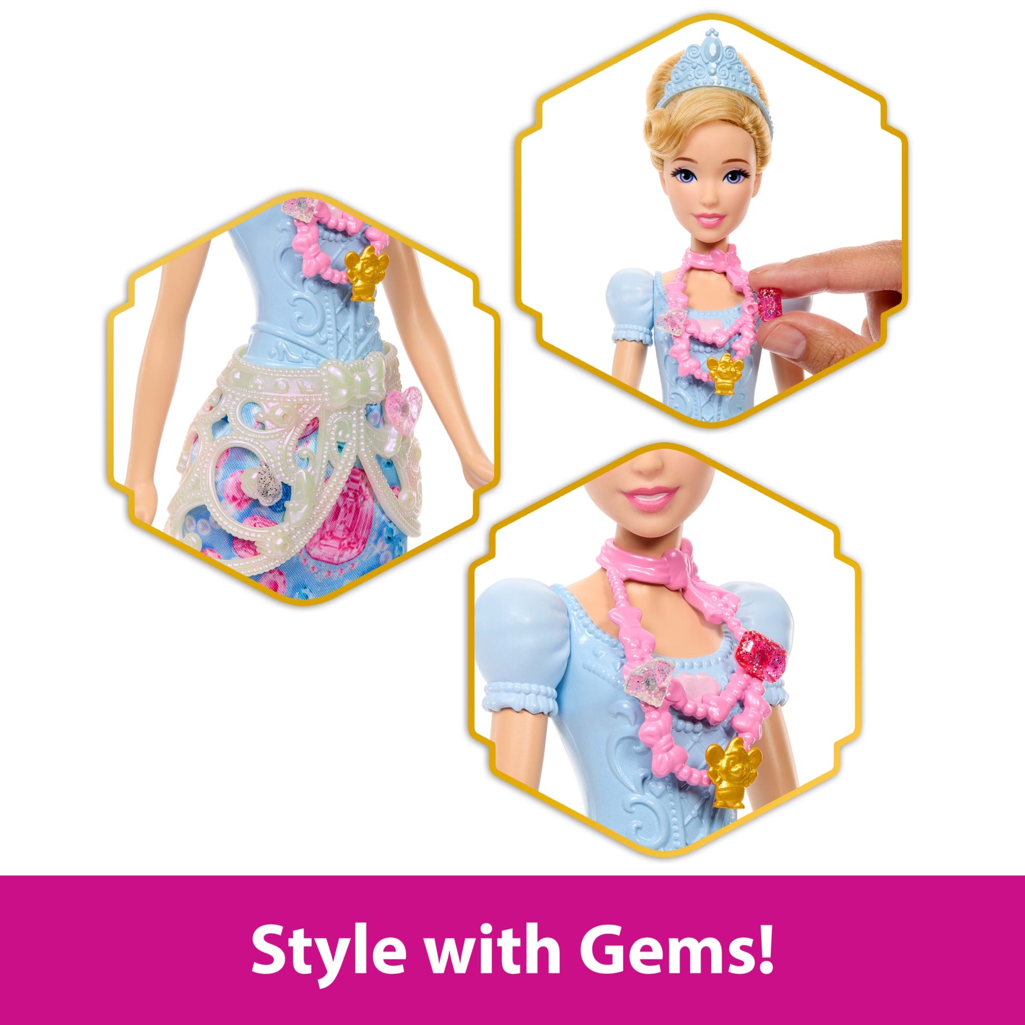 Disney Princess Jewel Reveal Cinderella Fashion Doll W/ 8 Surprises Including Gem Box & Accessories - Image 4