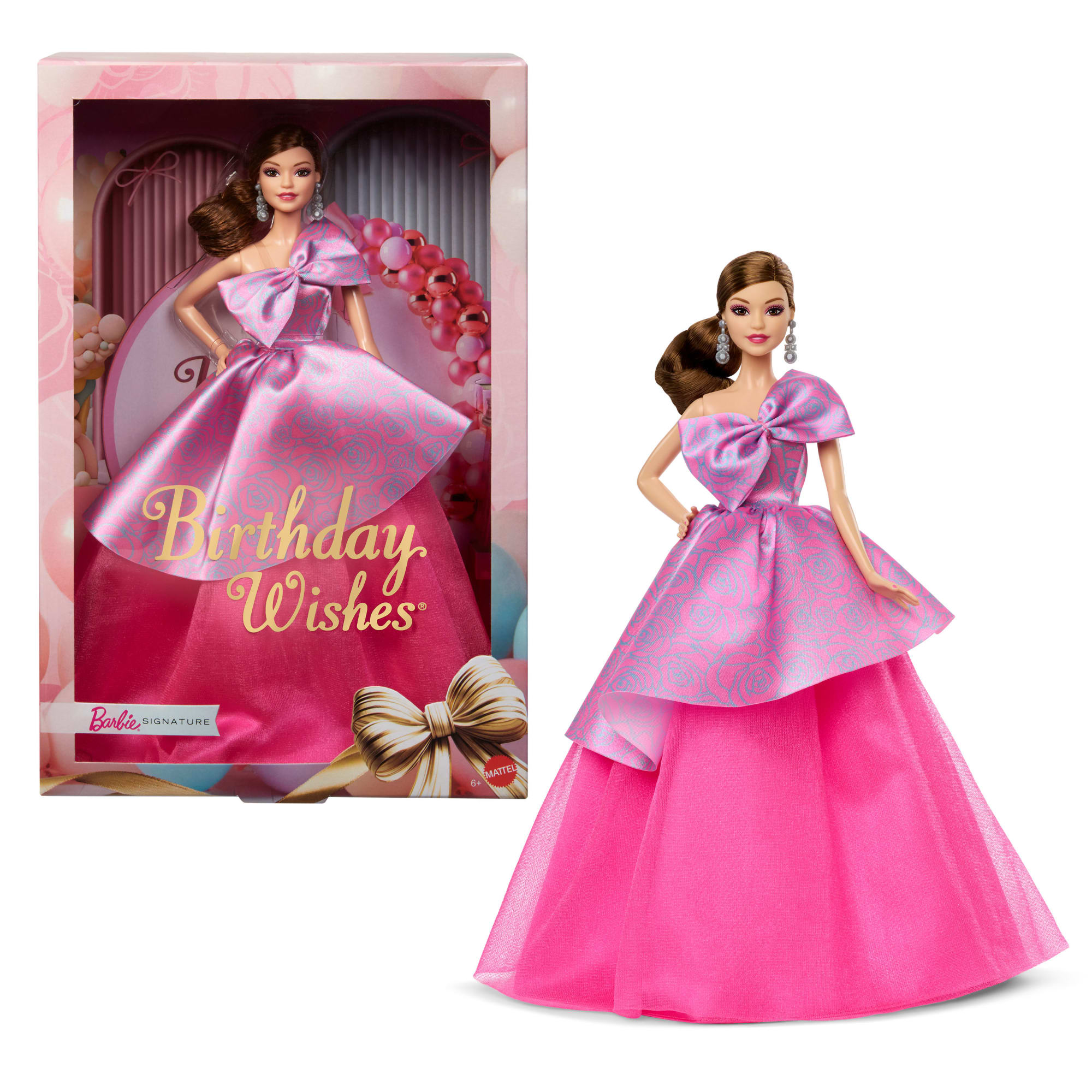 Barbie Signature Birthday Wishes Doll. Collectible Fashion Doll in Satiny. Pink Dress