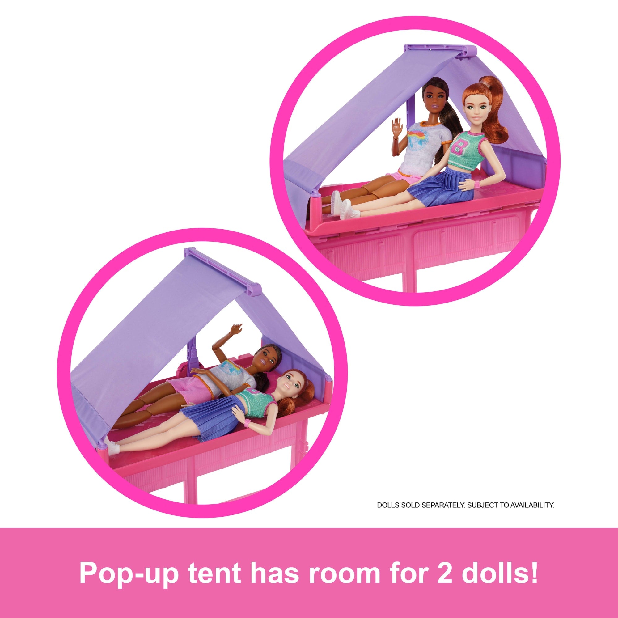 Barbie Dream Camper Playset With Roof Tent. BBQ Grill With Color-Change Feature & 60+ Accessories - Image 3