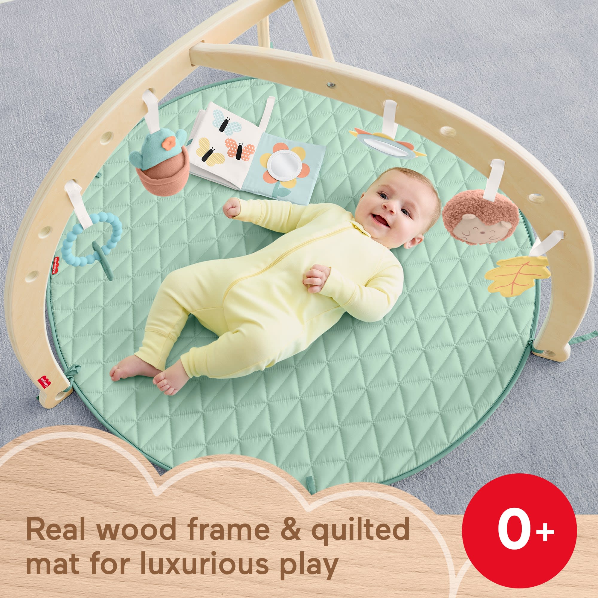 Fisher-Price Wooden Lay And Play Deluxe Activity Gym Baby Playmat With Developmental Toys - Image 4
