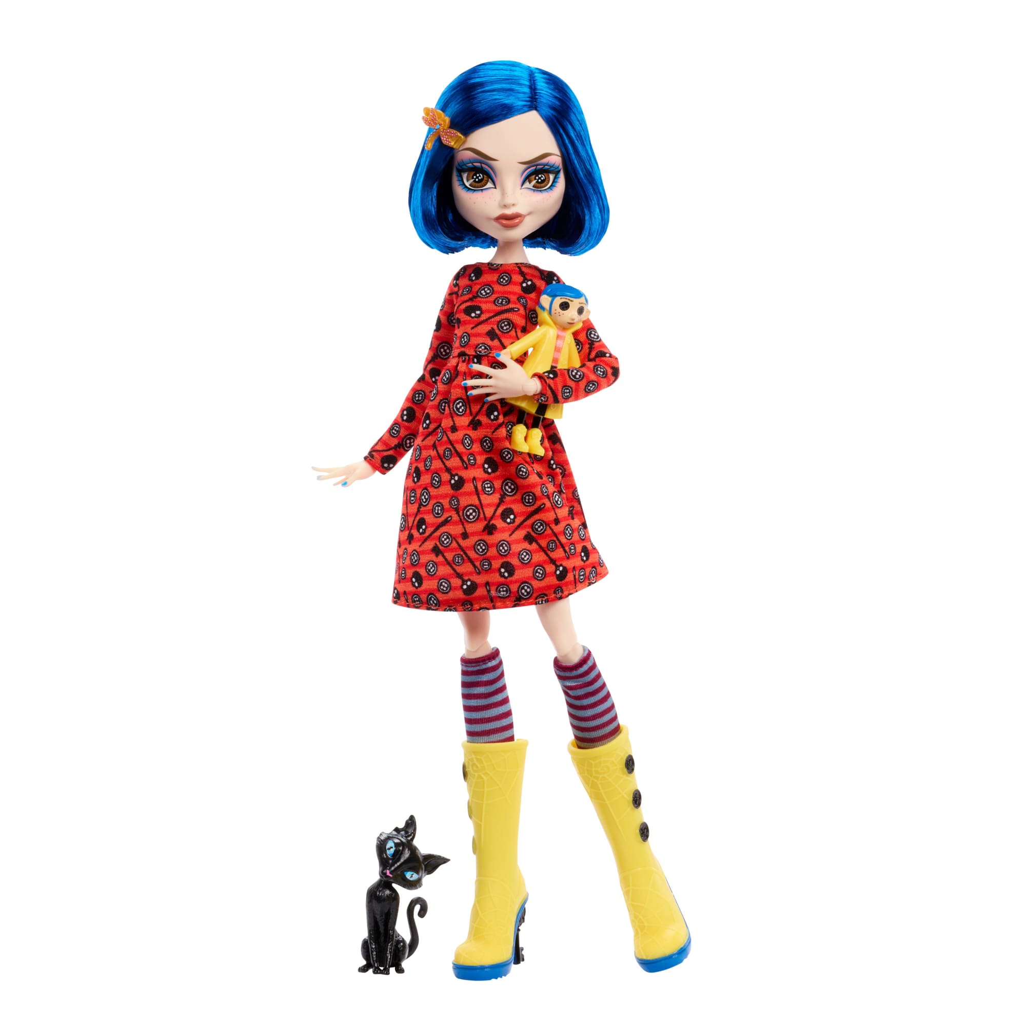 Monster High Skullector Coraline Collectible Doll in Yellow Raincoat With Cat - Sold Out - Image 5