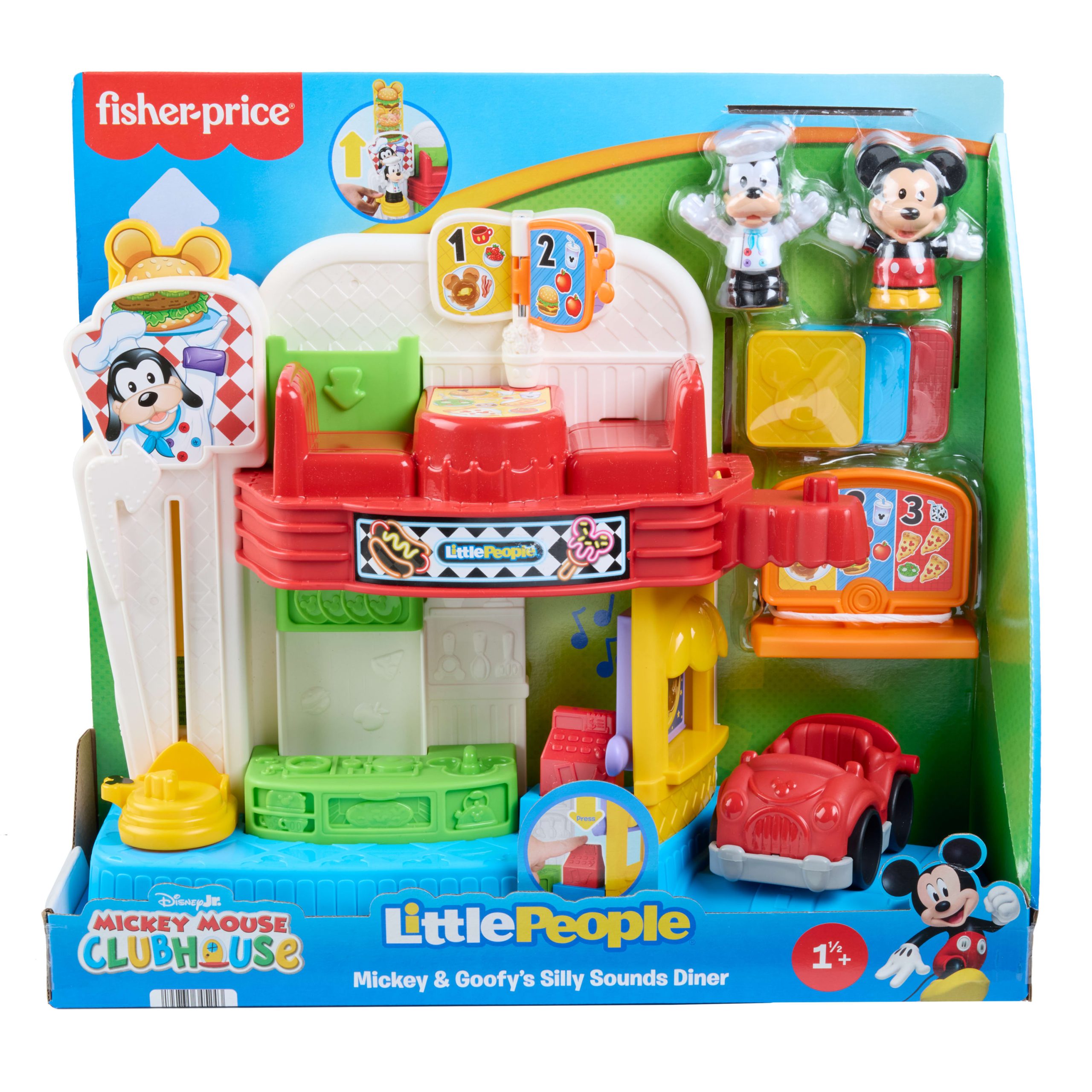 Fisher-Price Little People Disney Jr Mickey Mouse & Goofy's Silly Sounds Diner Toddler Playset - Image 6