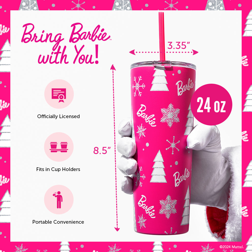 Barbie™ Pink Christmas Tumbler - Image 2