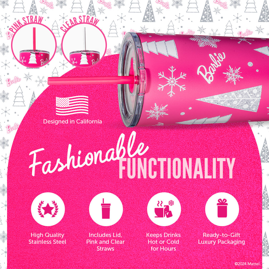 Barbie™ Pink Christmas Tumbler - Image 3