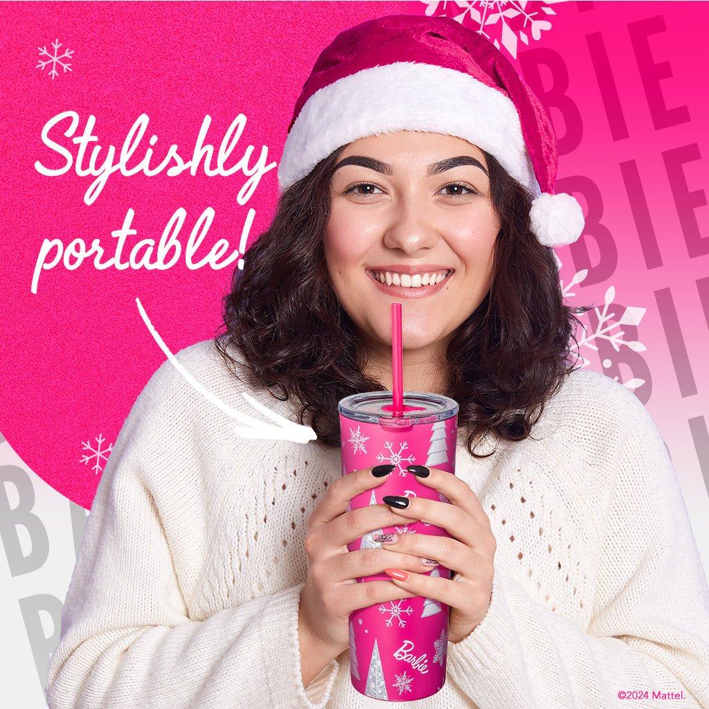 Barbie™ Pink Christmas Tumbler - Image 4