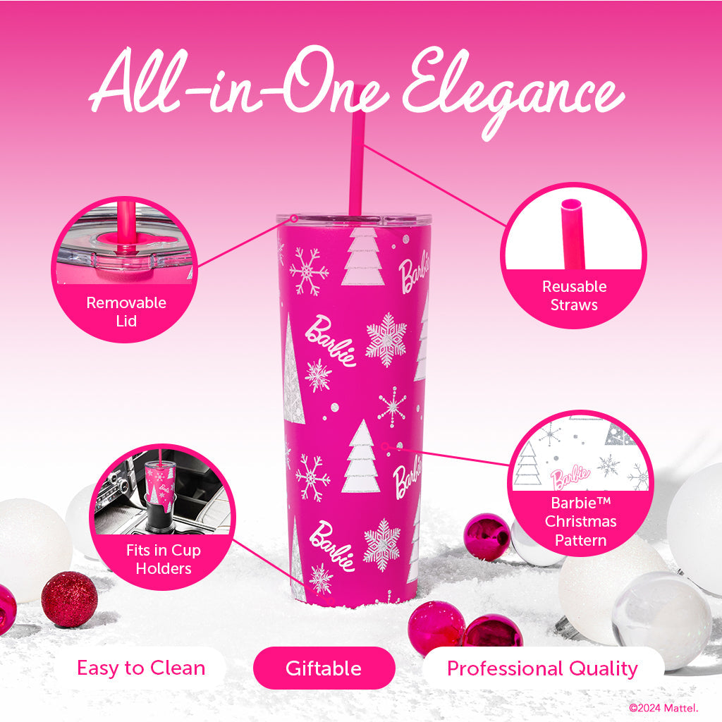 Barbie™ Pink Christmas Tumbler - Image 5