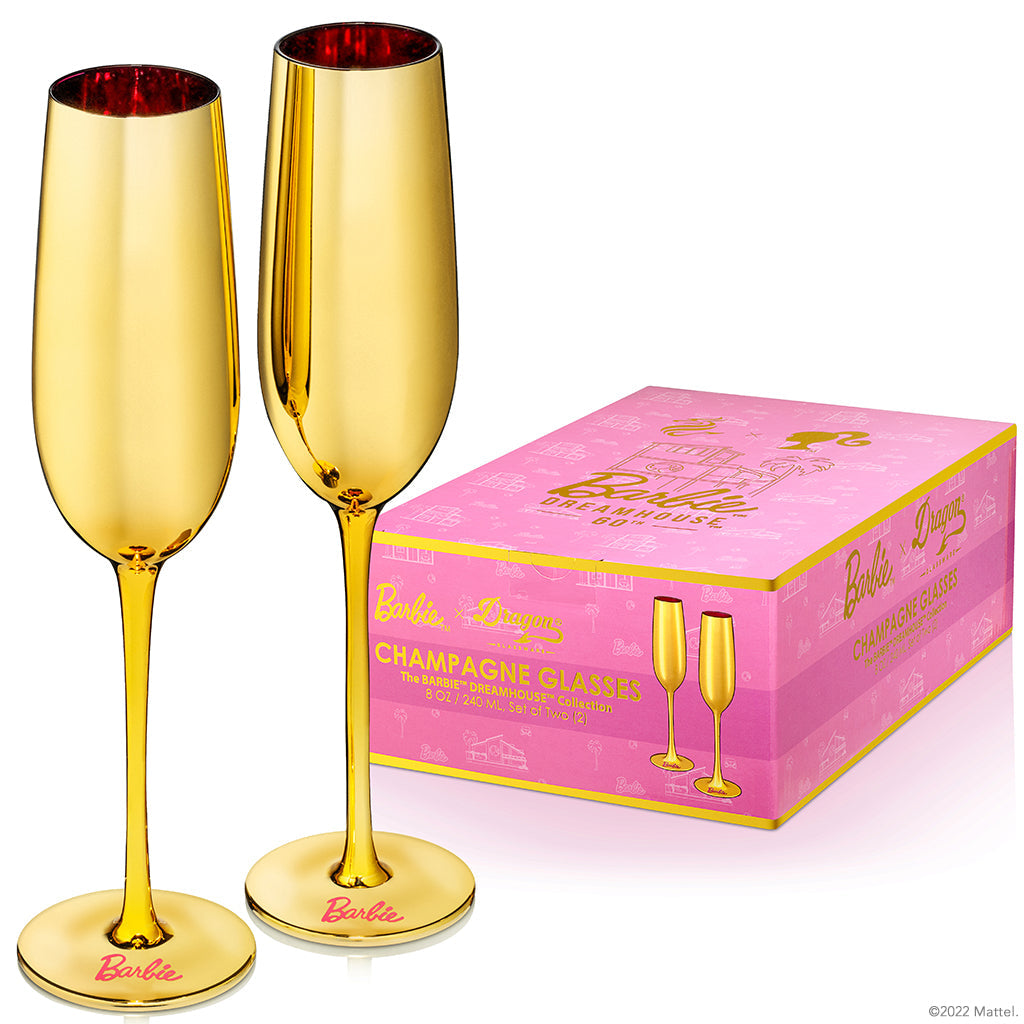 Barbie™ X Dragon Glassware® Dreamhouse™ Champagne Flutes - Image 5