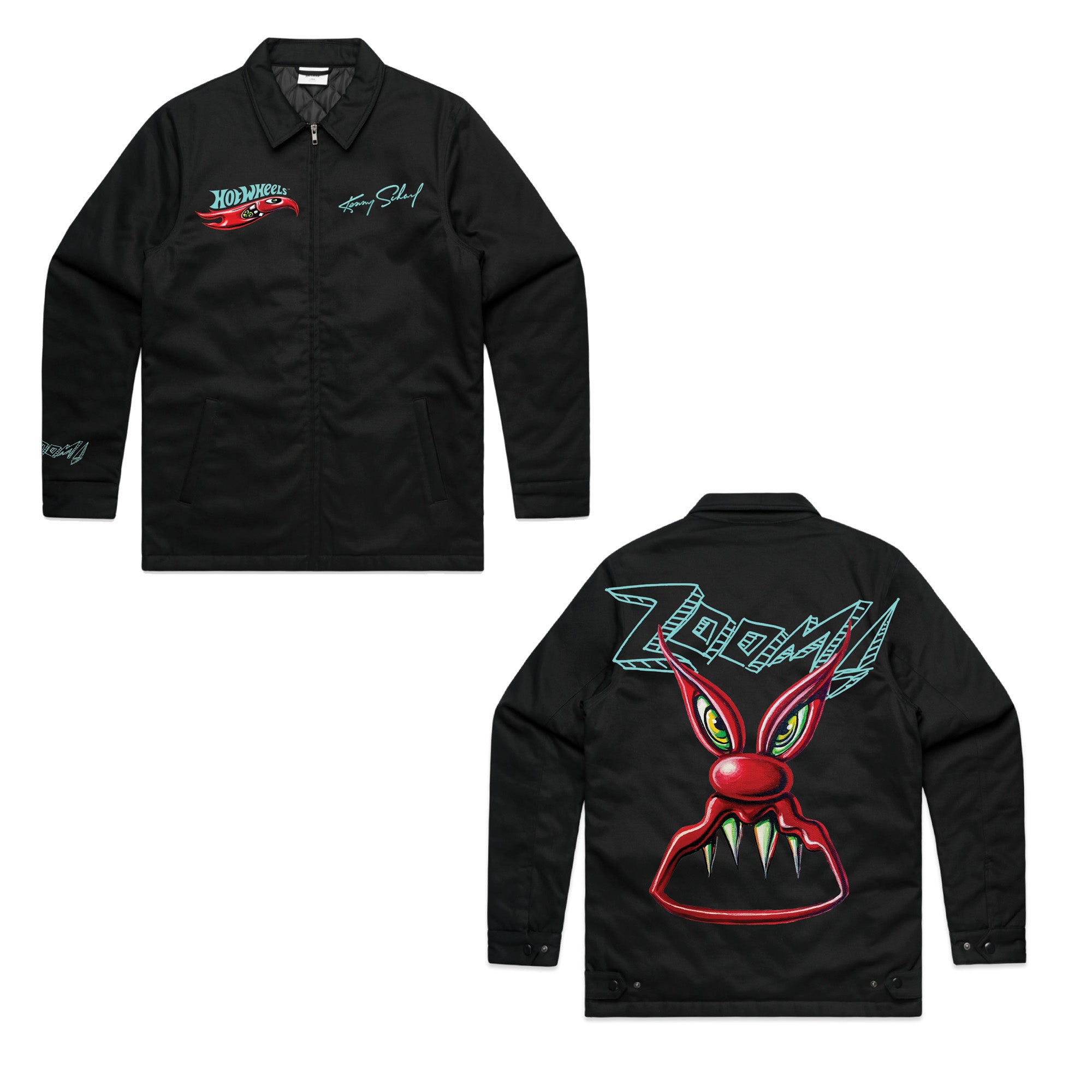Hot Wheels x Kenny Scharf Black Embroidered Zip Front Jacket - Image 4