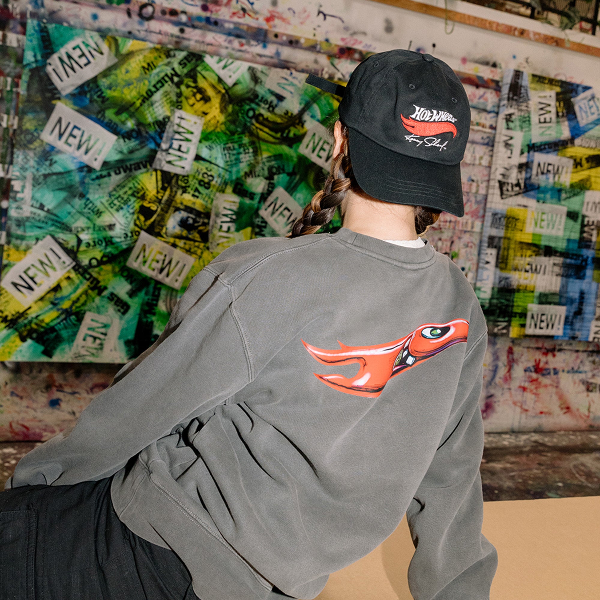 Hot Wheels x Kenny Scharf Black Embroidered Dad Hat - Image 2