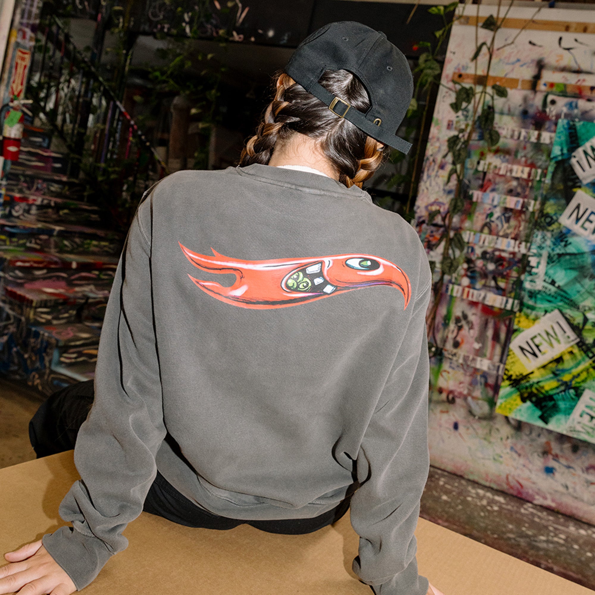 Hot Wheels x Kenny Scharf Black Embroidered Sweatshirt - Image 2
