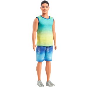 Barbie Fashionistas Ken Doll #236 in Ombre Tank And Jean Shorts. Black Hair