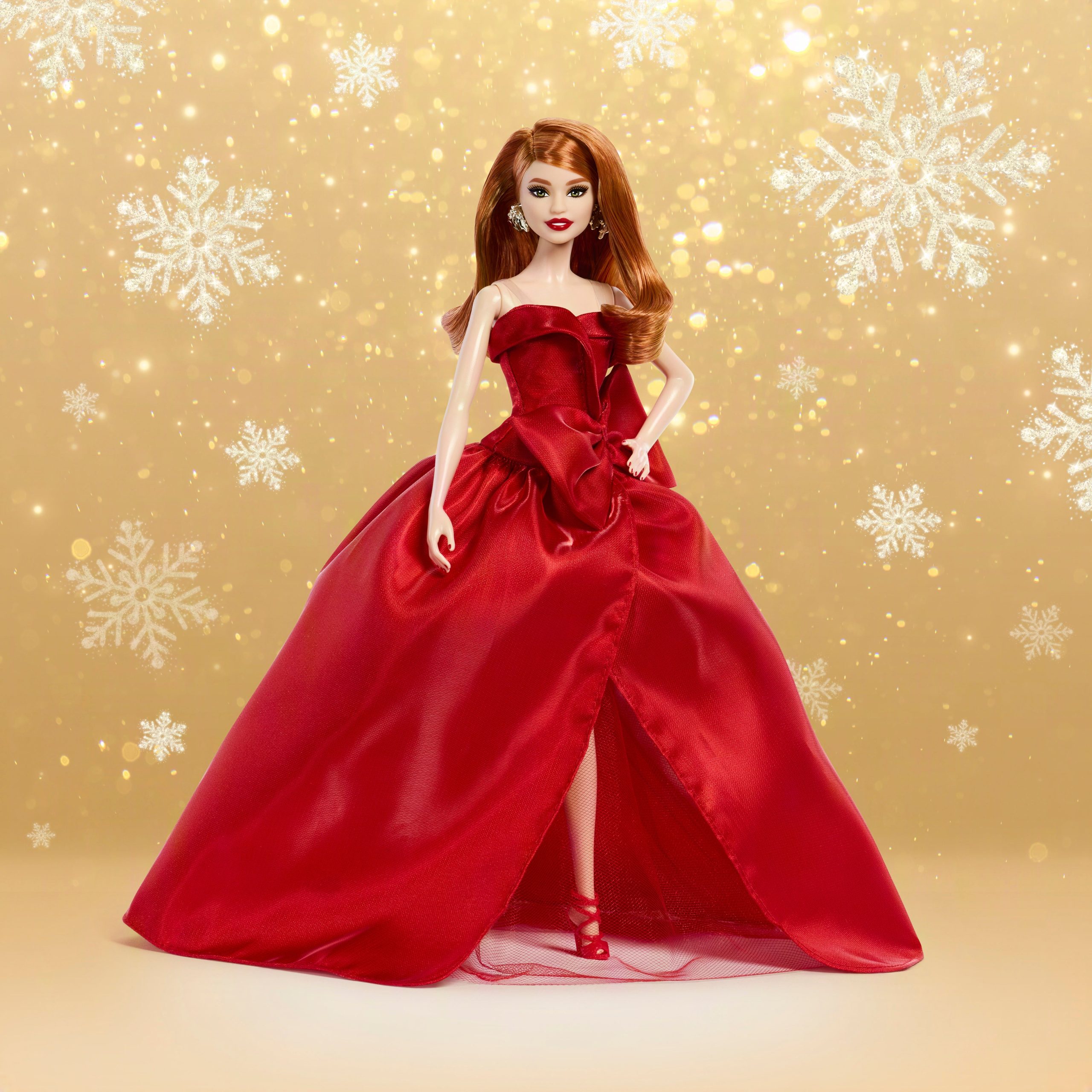 Barbie Signature 2026 Holiday Barbie Fashion Doll. Seasonal Collector. Red Hair With Red Gown With Bow Detai - Image 2